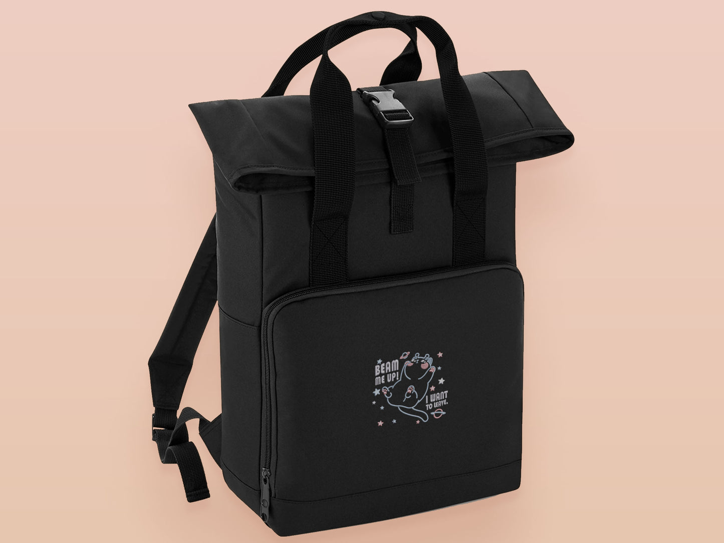 Beam Me Up I Want To Leave! Space Alien Cat Backpack