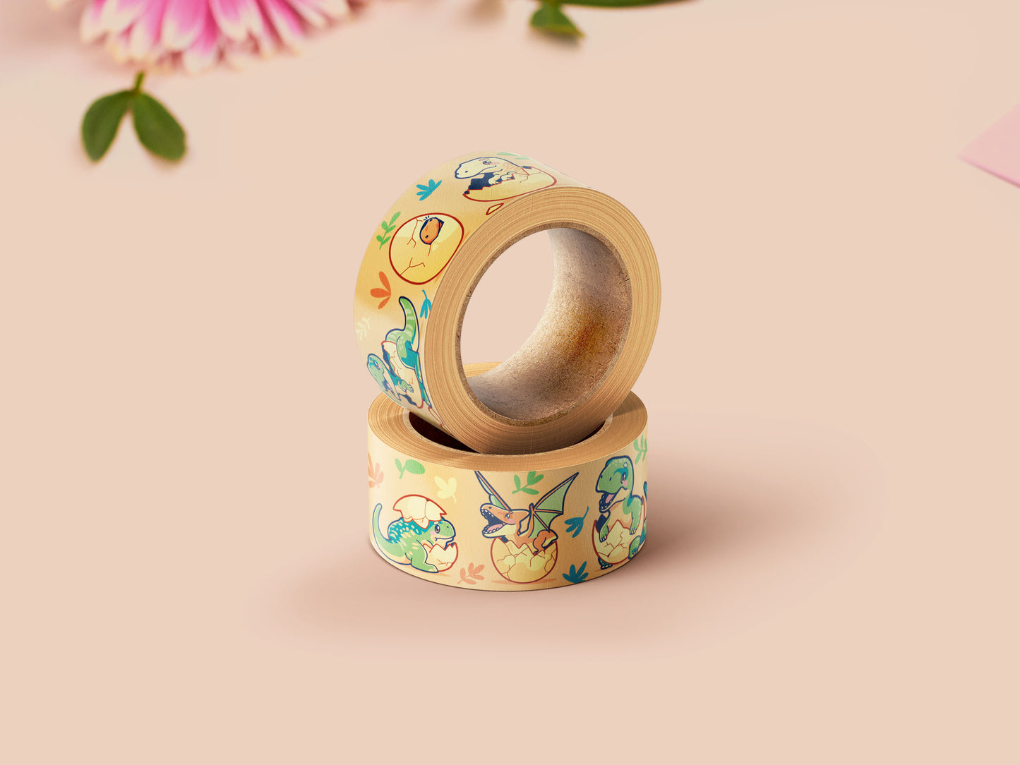 Cute baby dinosaurs hatching from eggs washi tape
