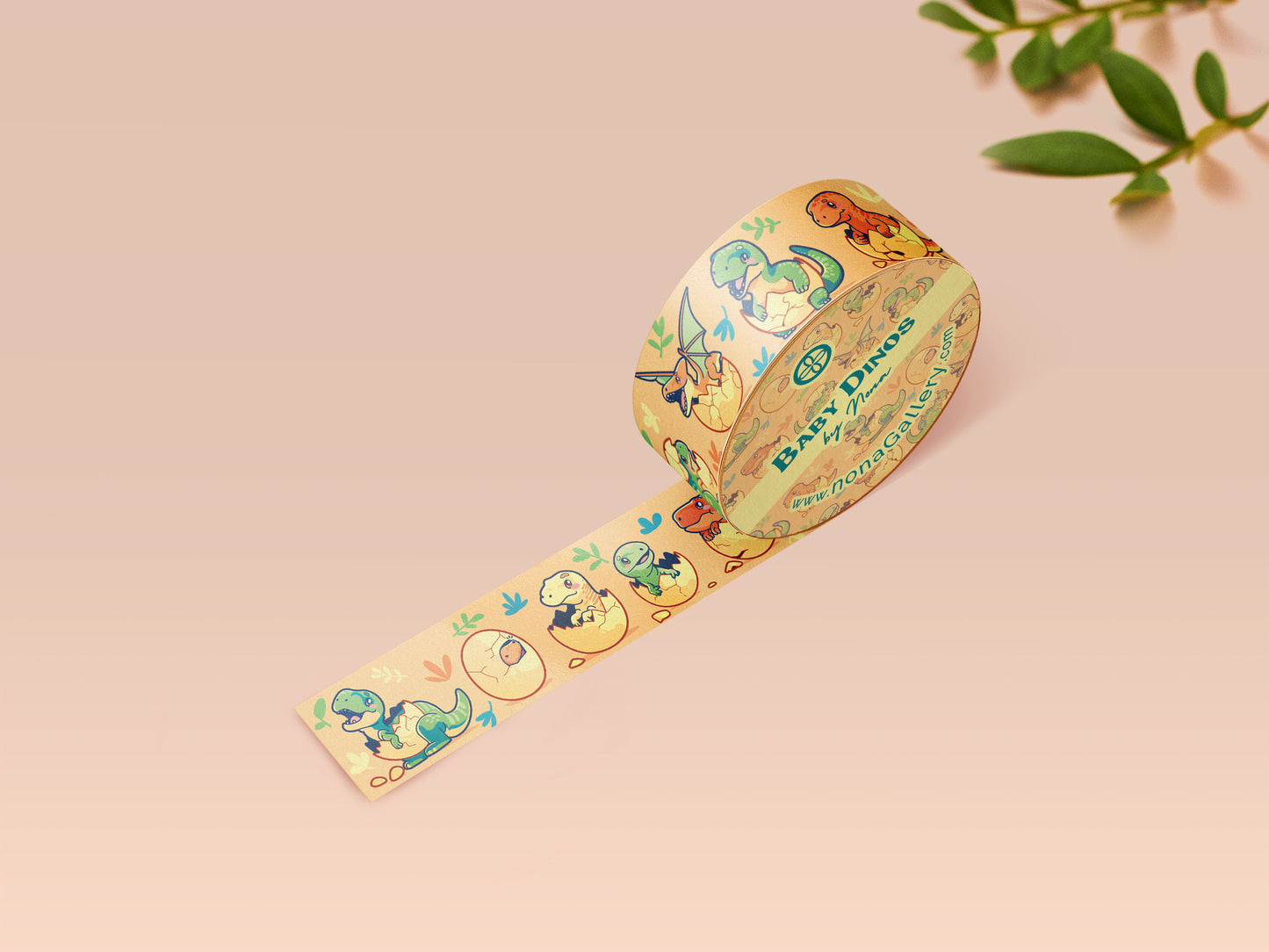 Cute baby dinosaurs hatching from eggs washi tape