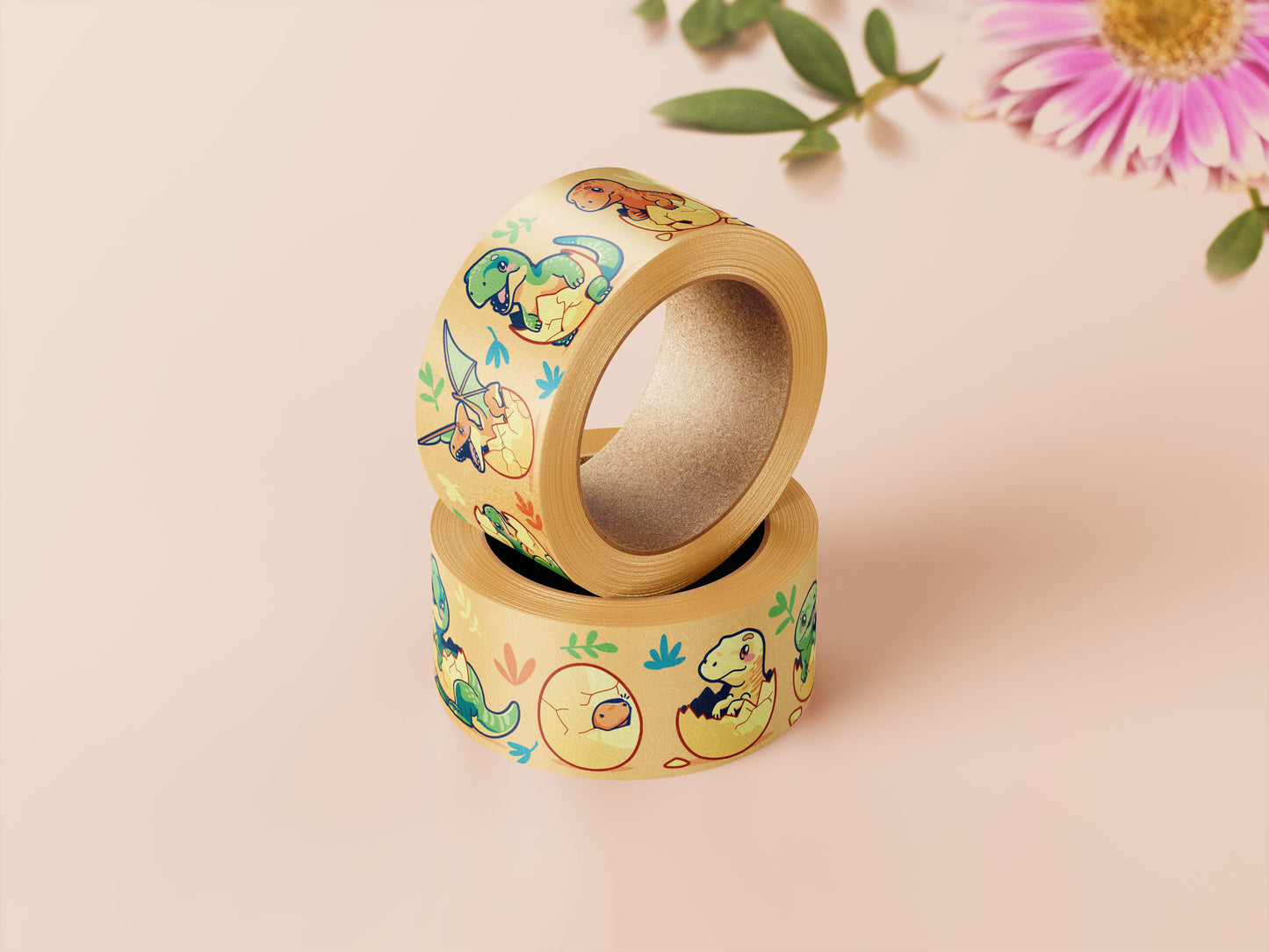 Cute baby dinosaurs hatching from eggs washi tape