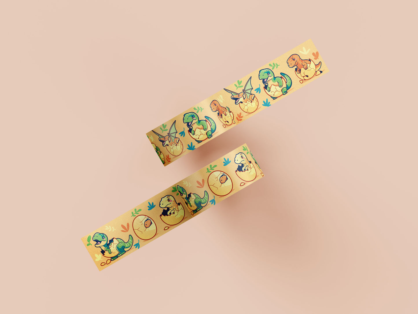 Cute baby dinosaurs hatching from eggs washi tape