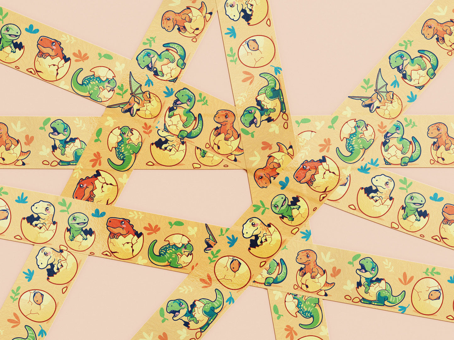Cute baby dinosaurs hatching from eggs washi tape