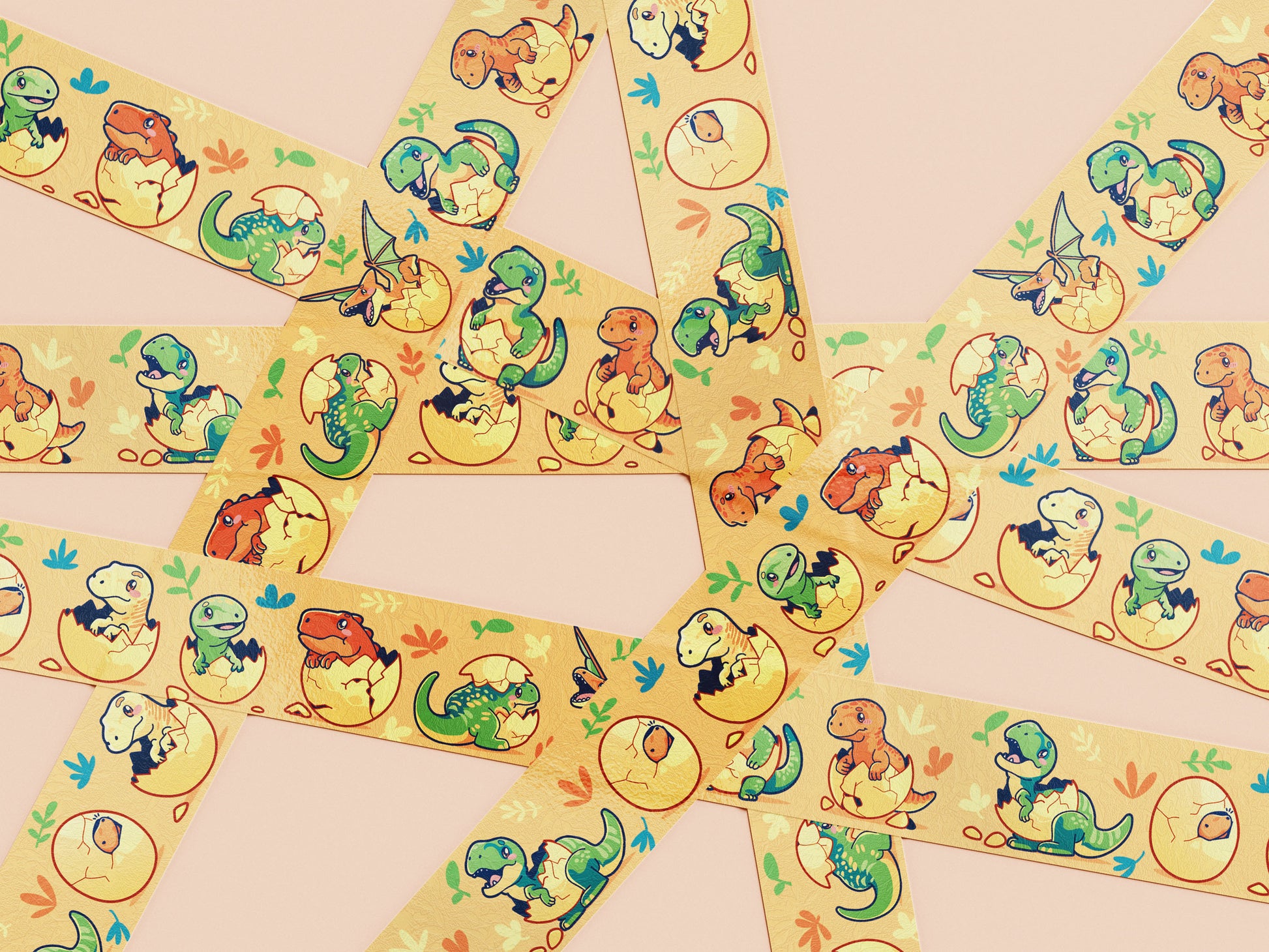 Cute baby dinosaurs hatching from eggs washi tape