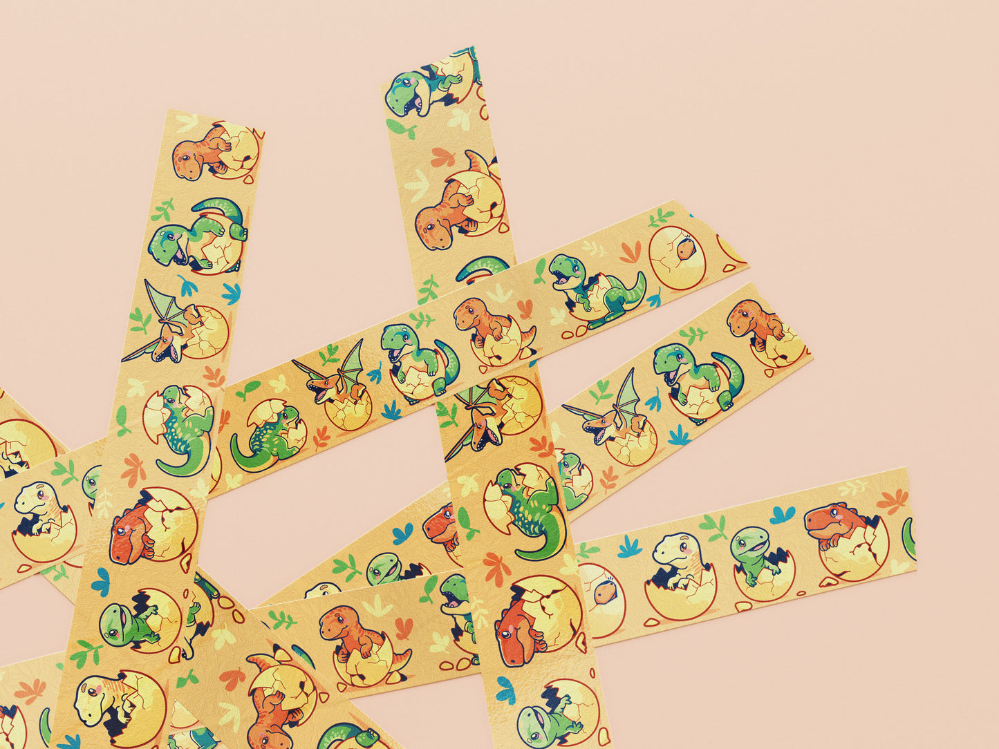 Cute baby dinosaurs hatching from eggs washi tape