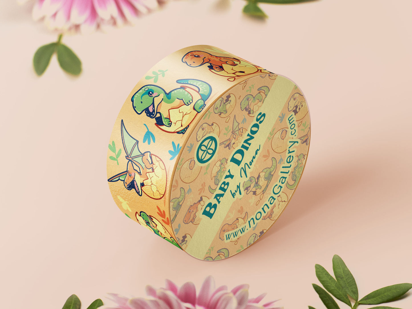 Cute baby dinosaurs hatching from eggs washi tape