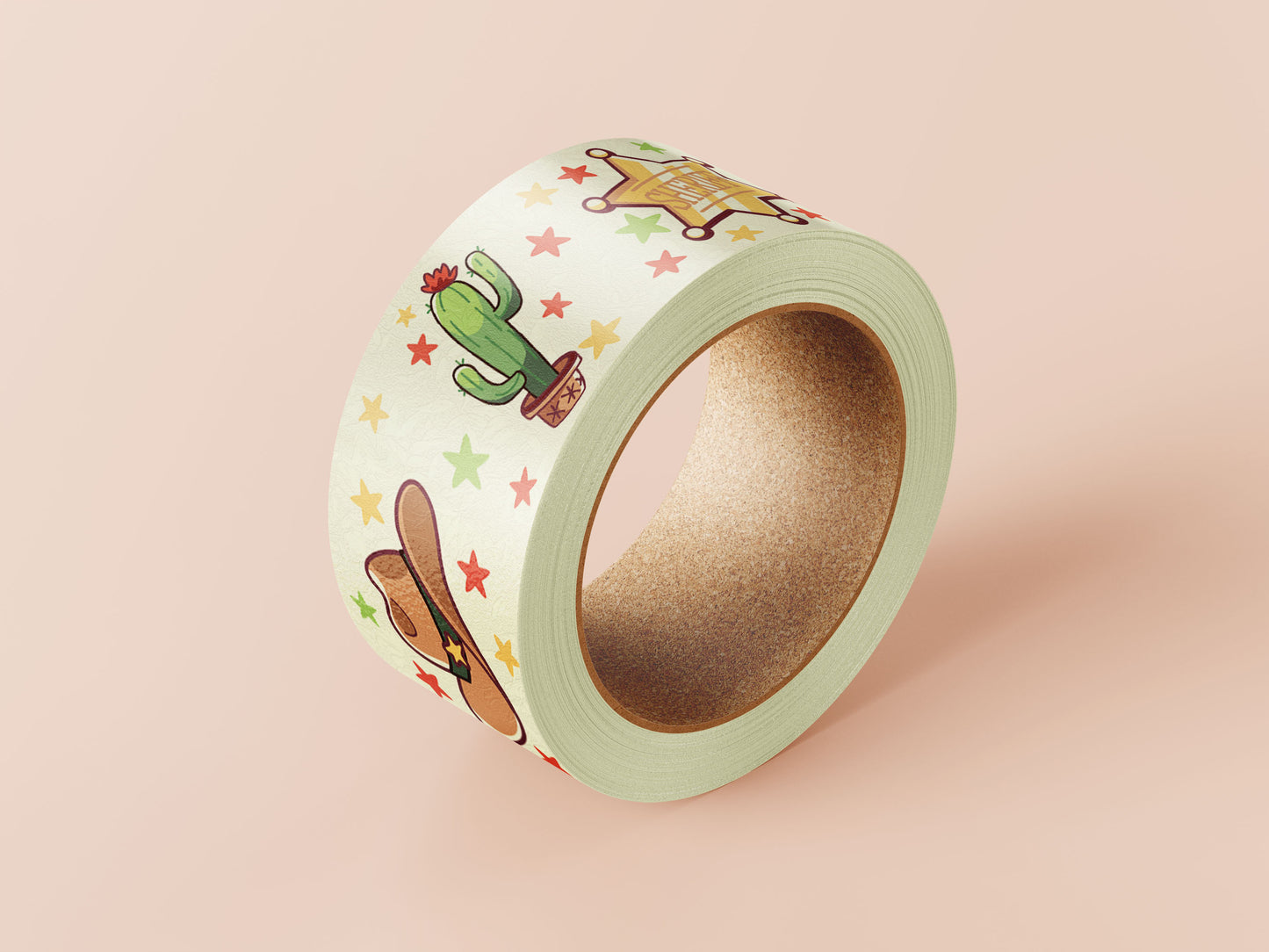 Cute yellow cowboys and cacti pattern washi tape.