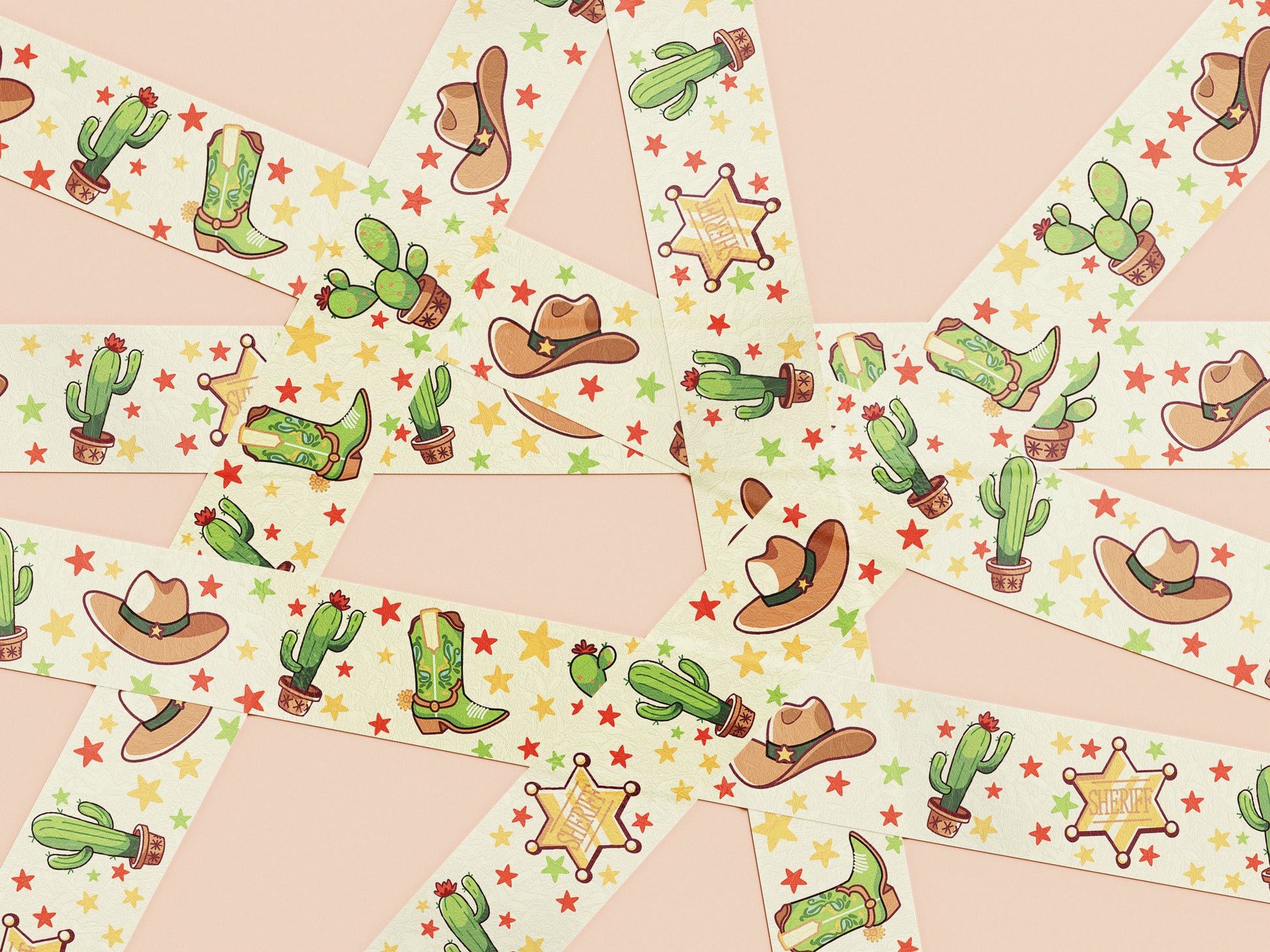 Cute yellow cowboys and cacti pattern washi tape.