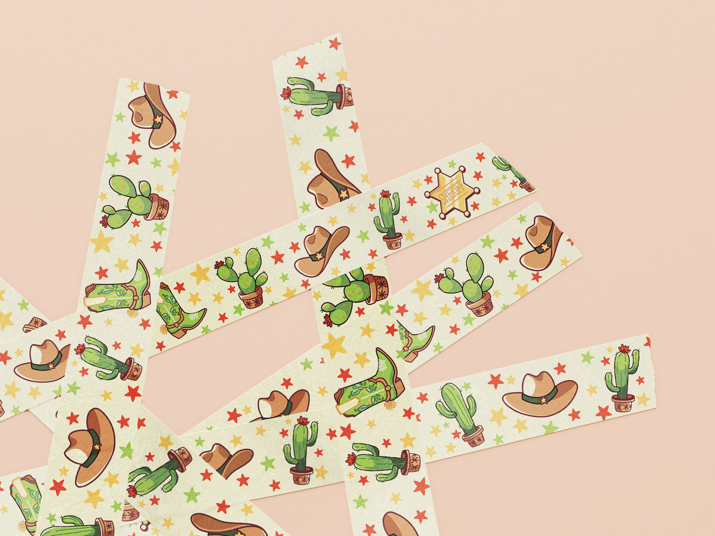 Cute yellow cowboys and cacti pattern washi tape.