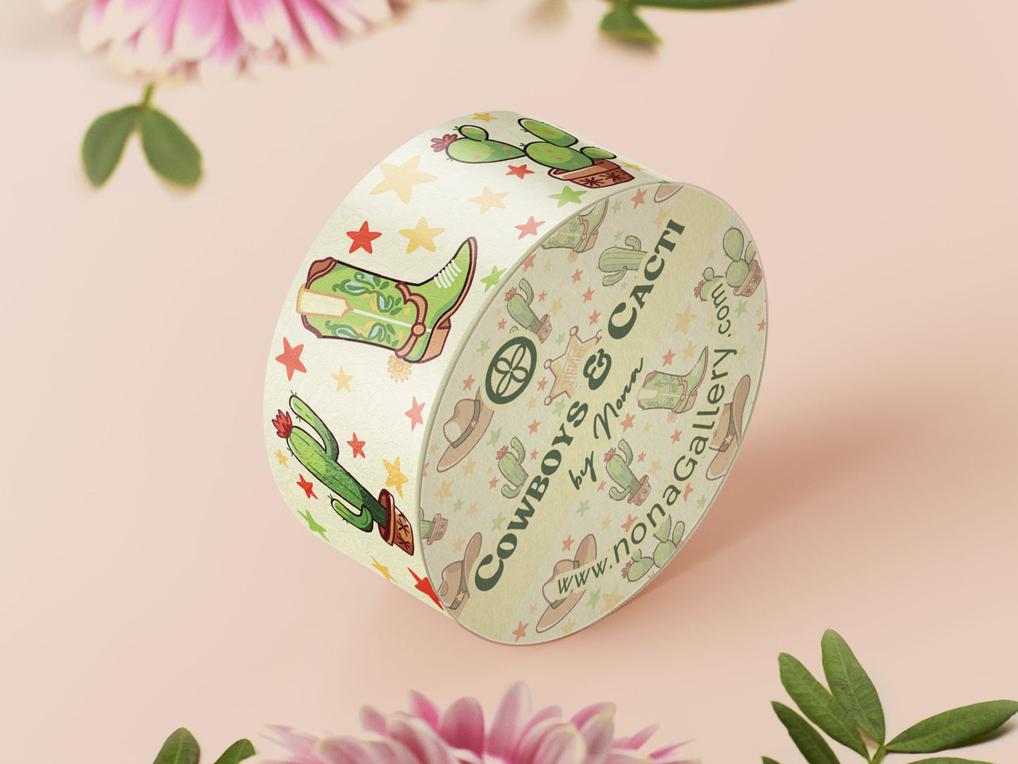 Cute yellow cowboys and cacti pattern washi tape.