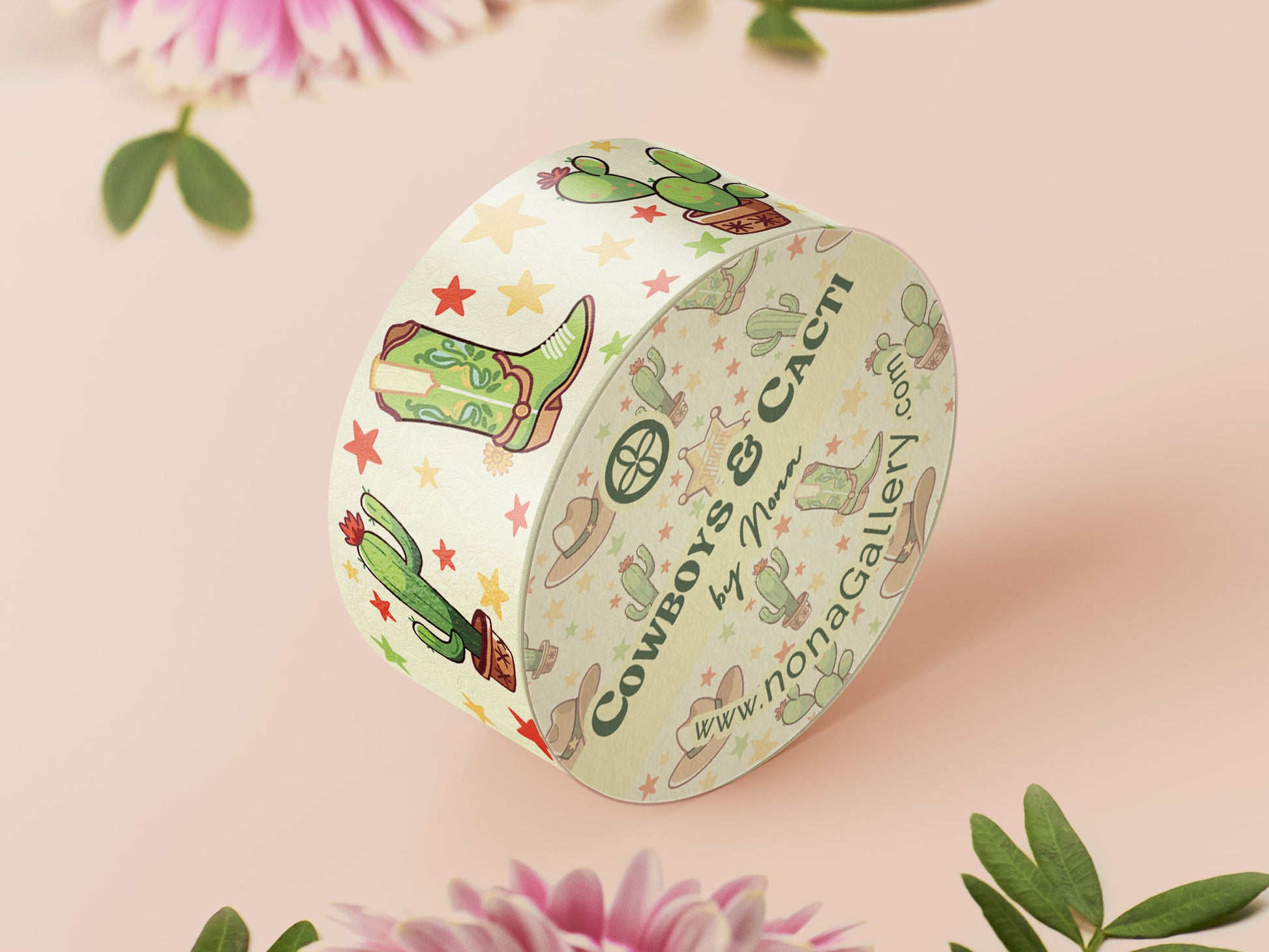 Cute yellow cowboys and cacti pattern washi tape.