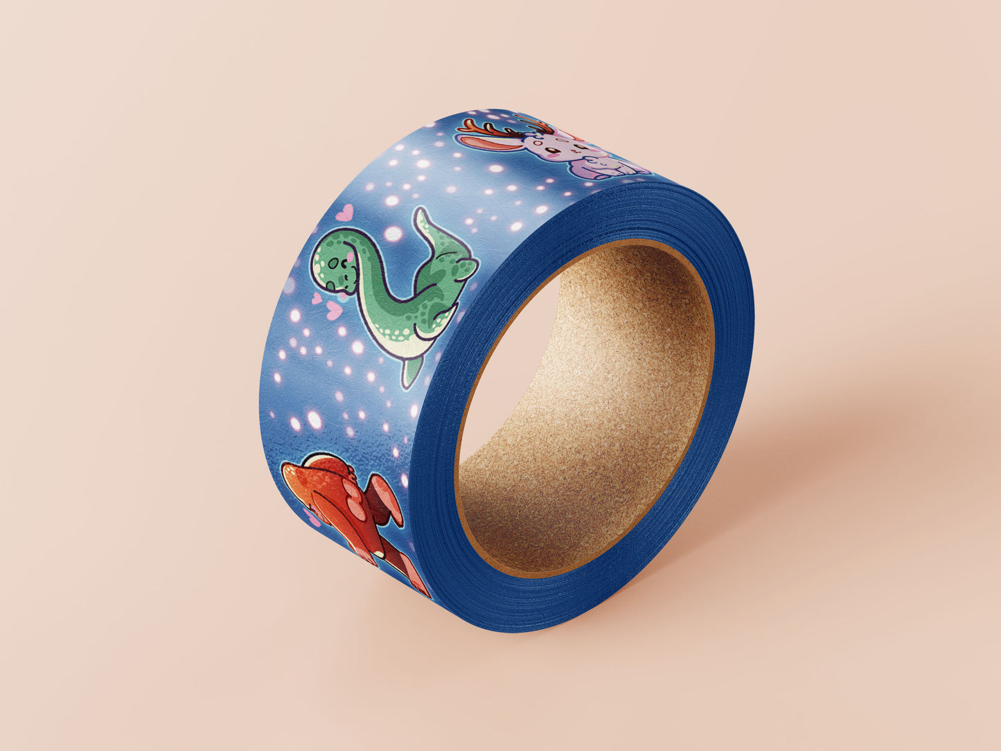 Cute blue cryptids and aliens pattern washi tape.