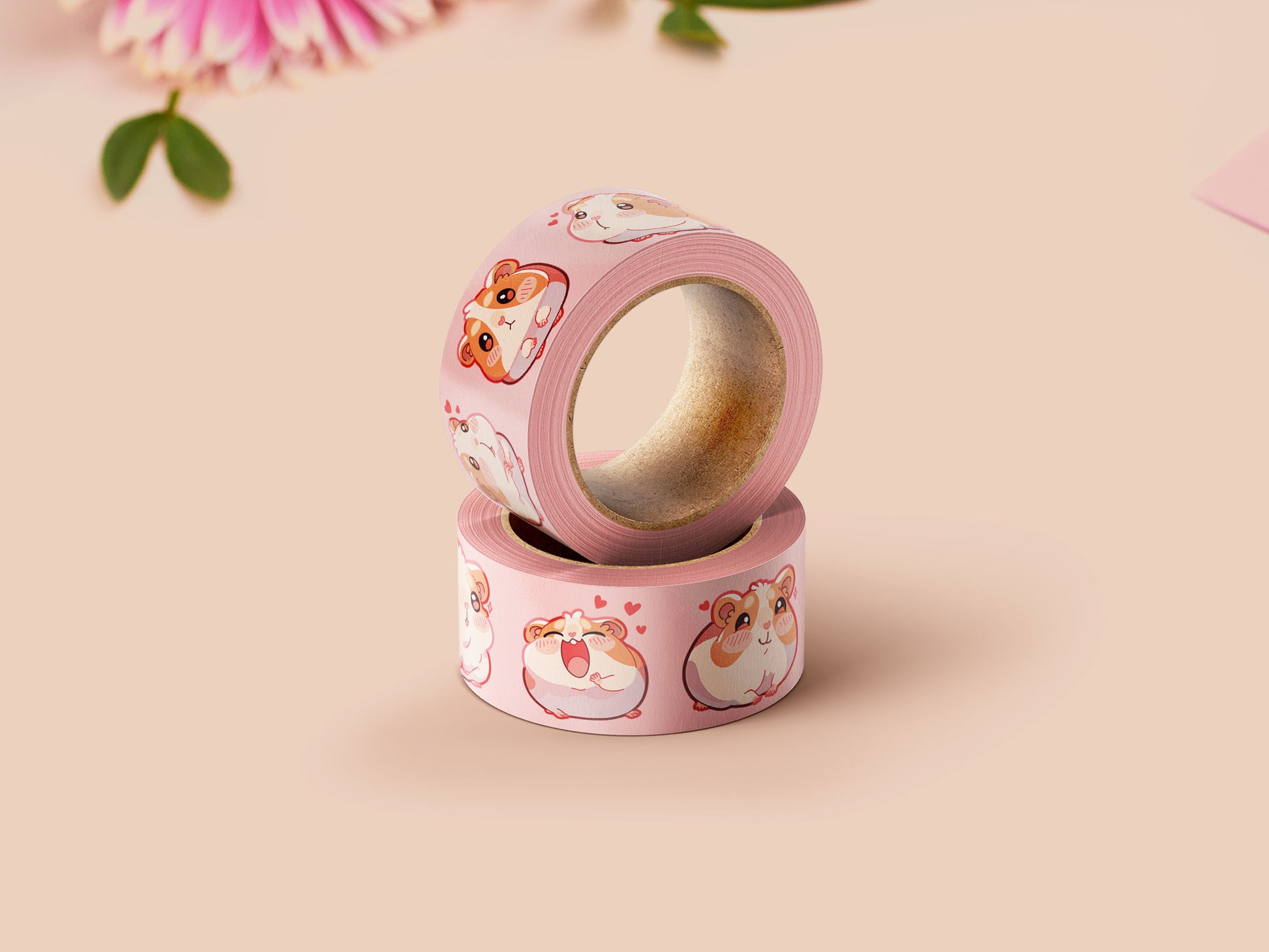 Cute pink guinea pig and hamster washi tape