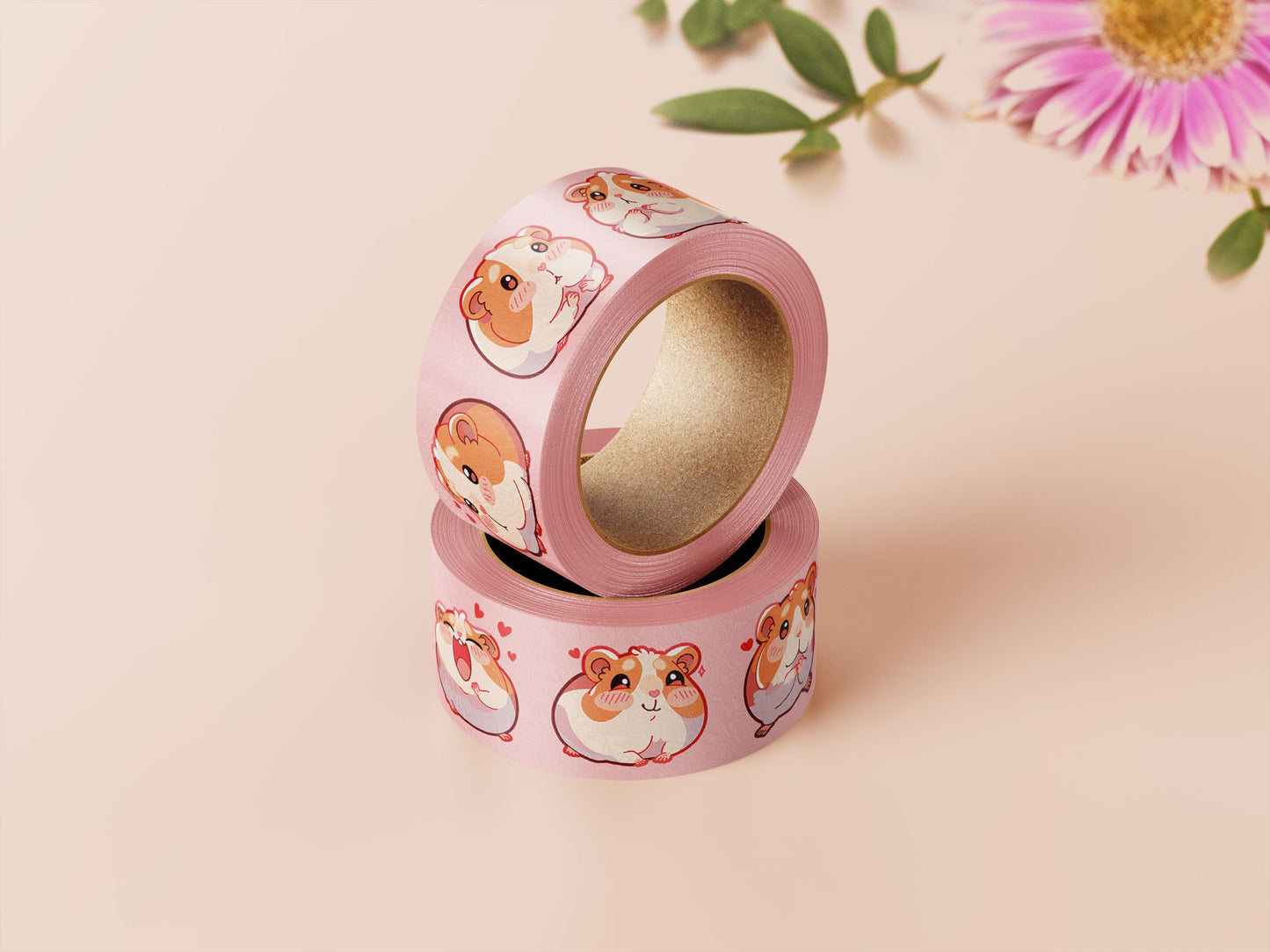 Cute pink guinea pig and hamster washi tape