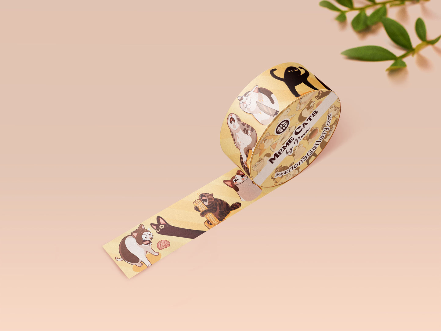 Cute yellow viral internet meme cats pattern washi tape.