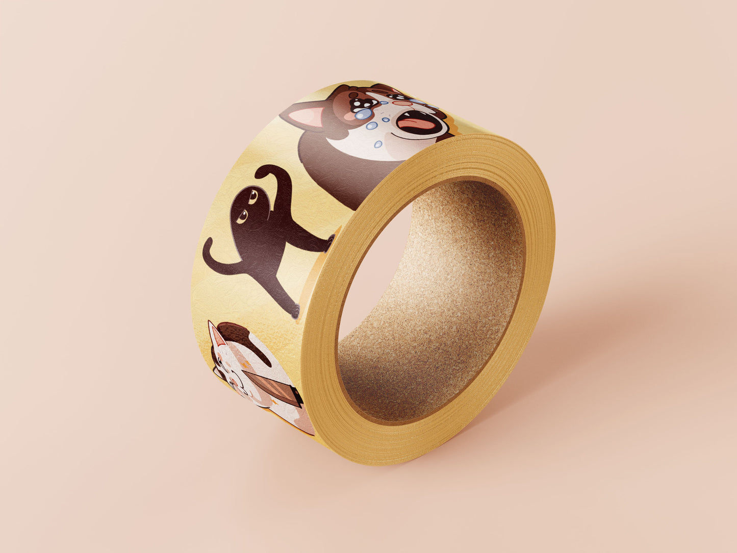 Cute yellow viral internet meme cats pattern washi tape.