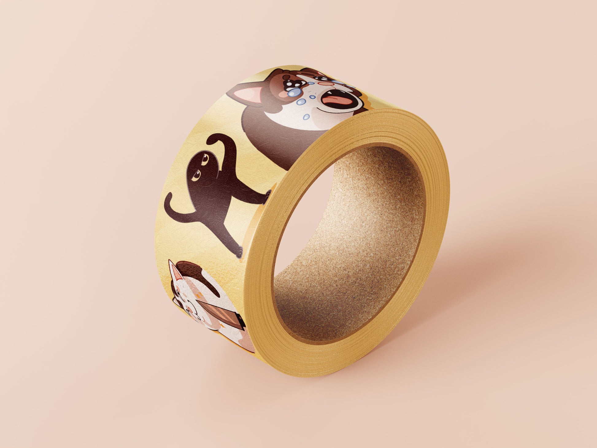 Cute yellow viral internet meme cats pattern washi tape.