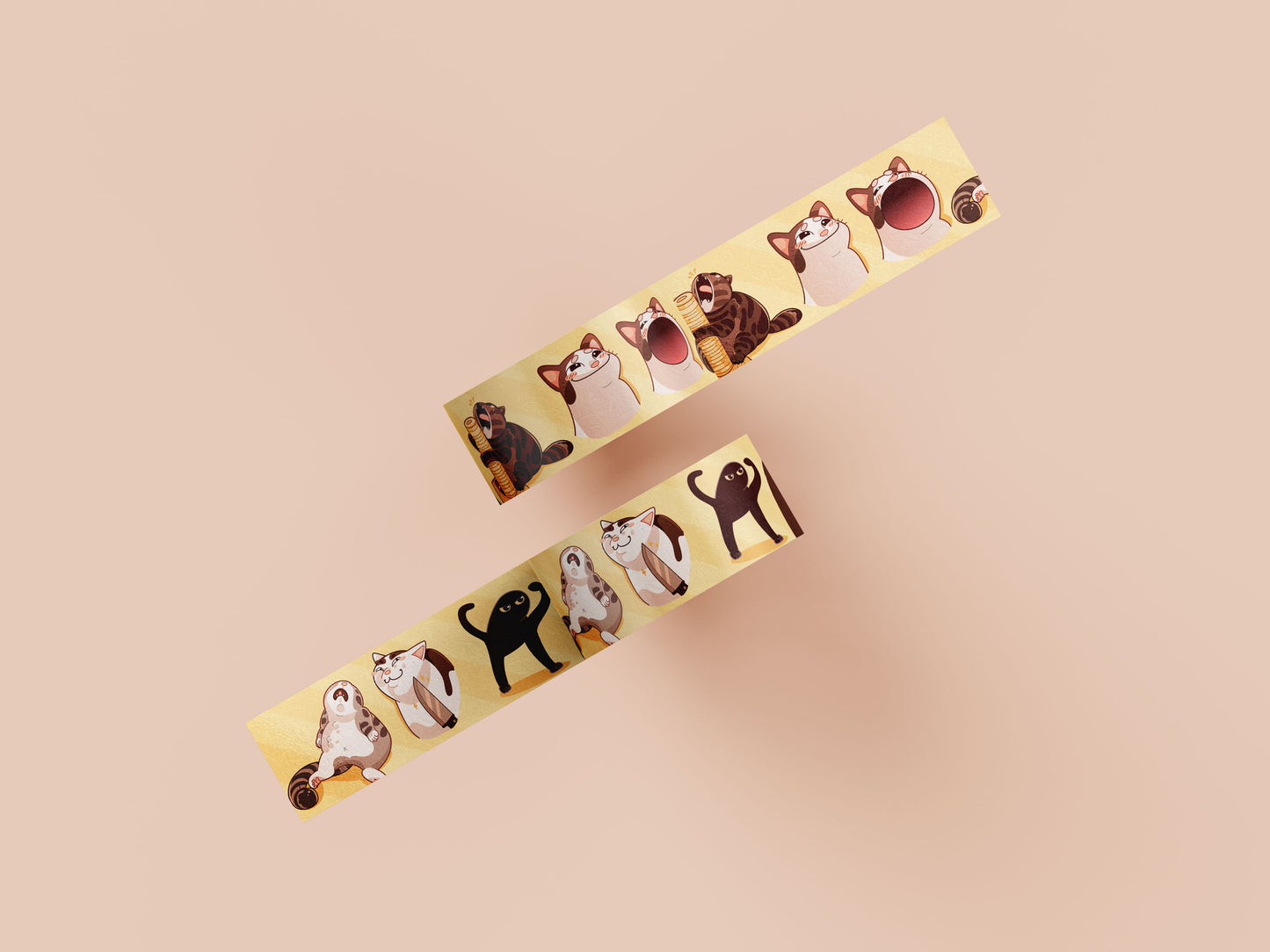 Cute yellow viral internet meme cats pattern washi tape.