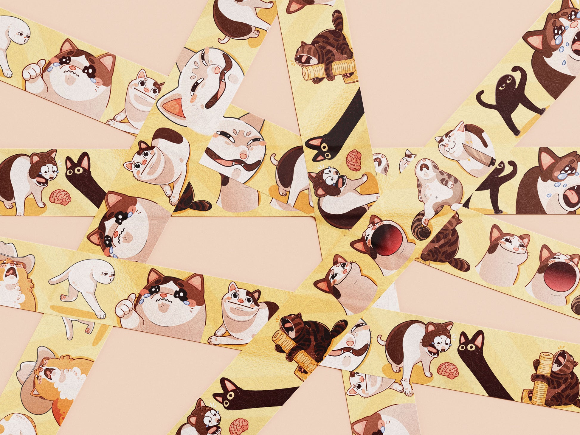 Cute yellow viral internet meme cats pattern washi tape.
