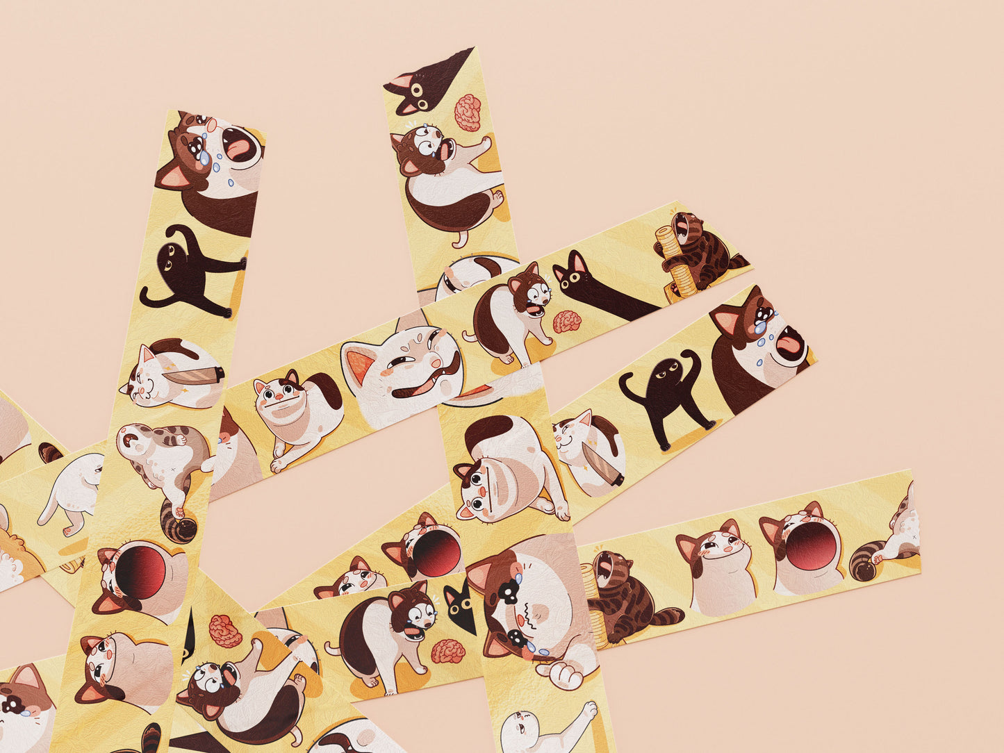Cute yellow viral internet meme cats pattern washi tape.