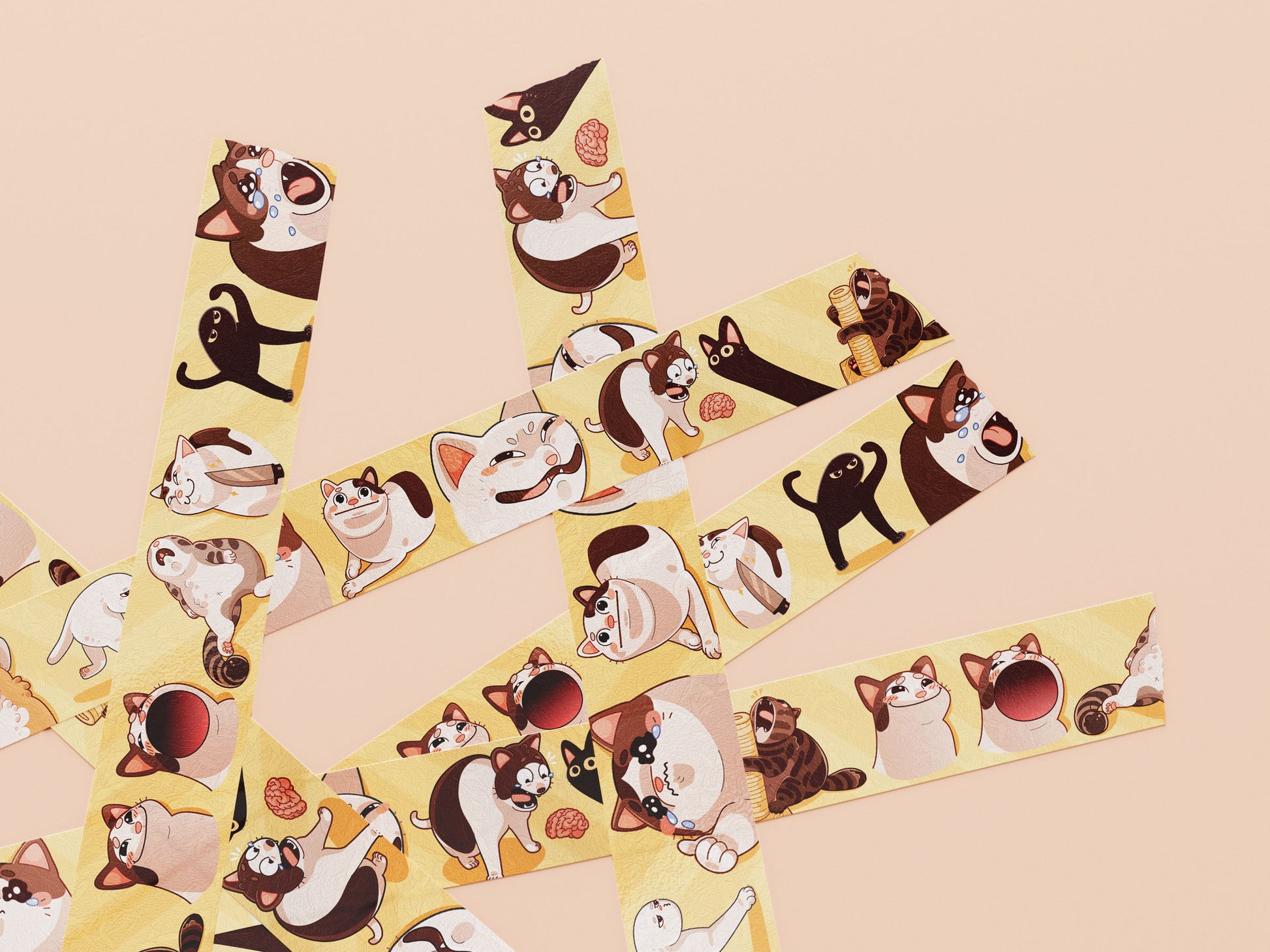 Cute yellow viral internet meme cats pattern washi tape.