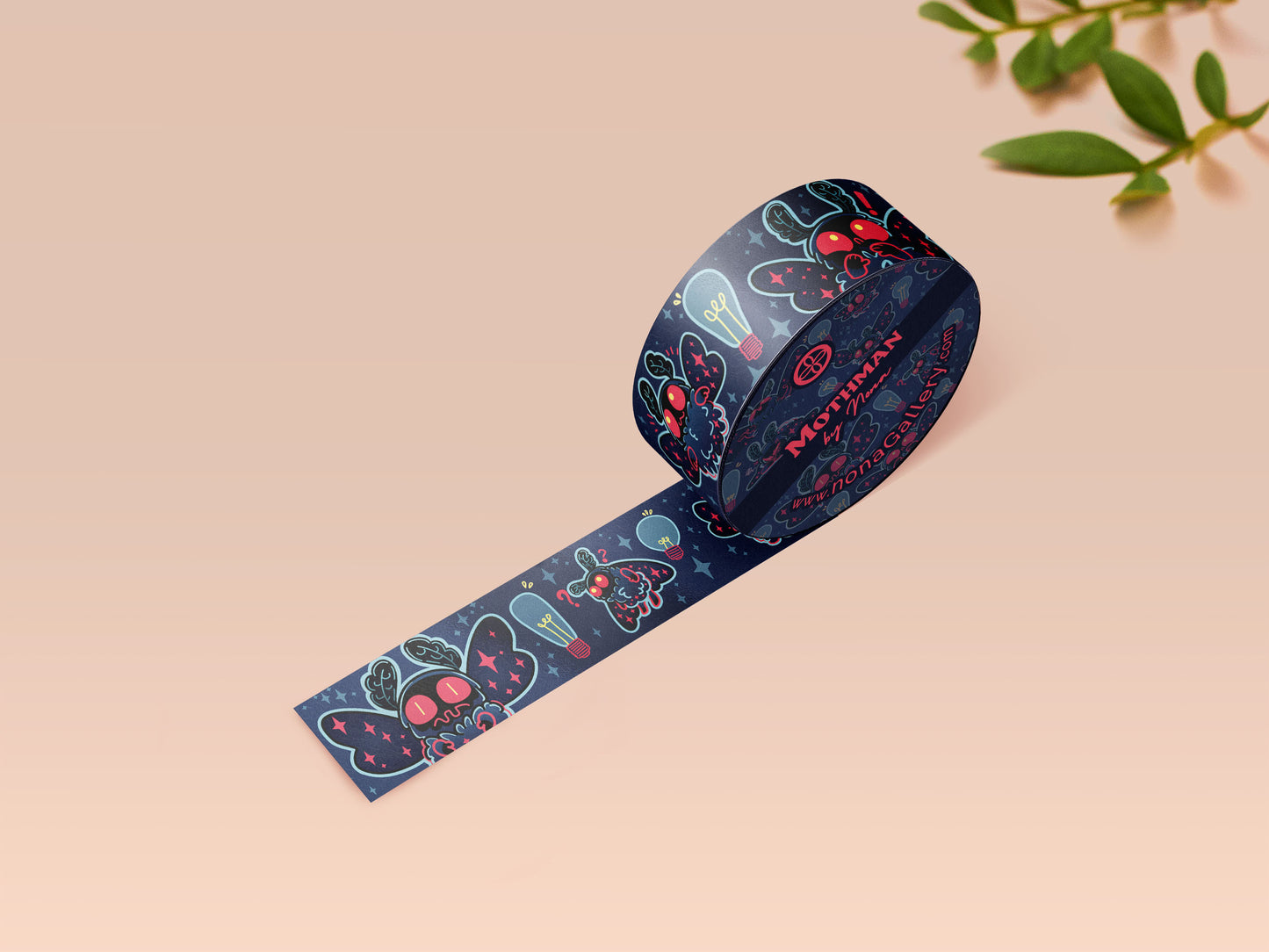 Cute dark blue cryptid Mothman pattern washi tape.