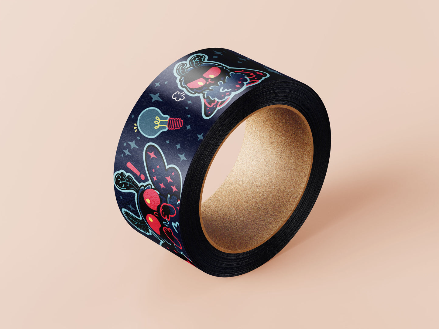 Cute dark blue cryptid Mothman pattern washi tape.