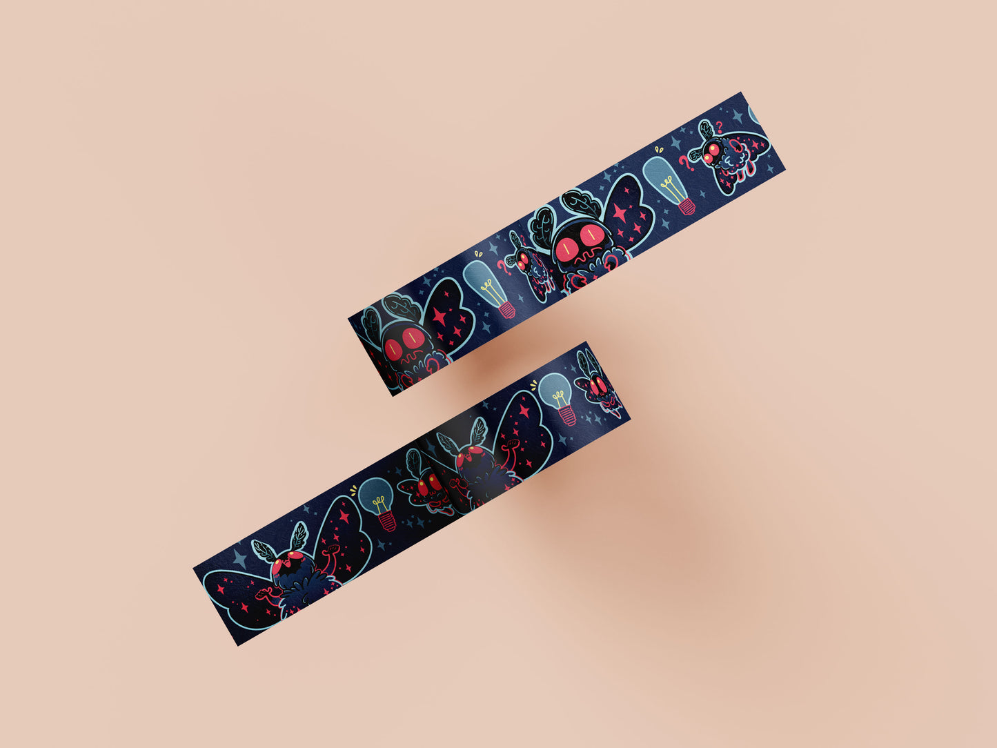 Cute dark blue cryptid Mothman pattern washi tape.