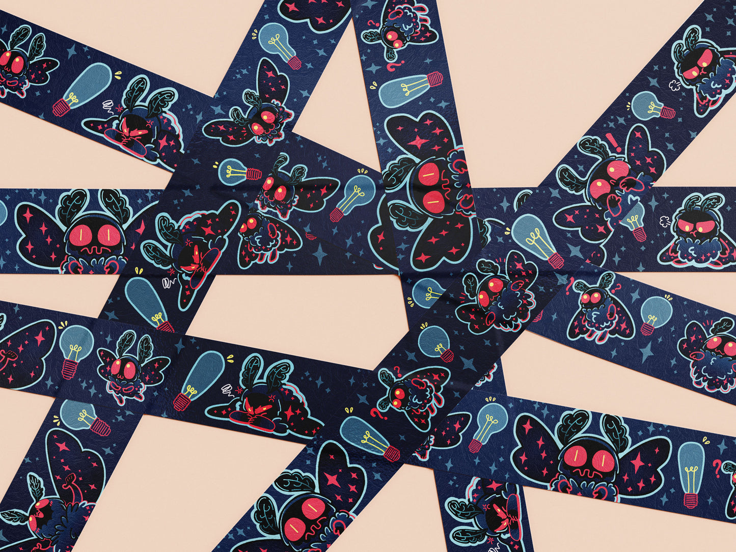 Cute dark blue cryptid Mothman pattern washi tape.