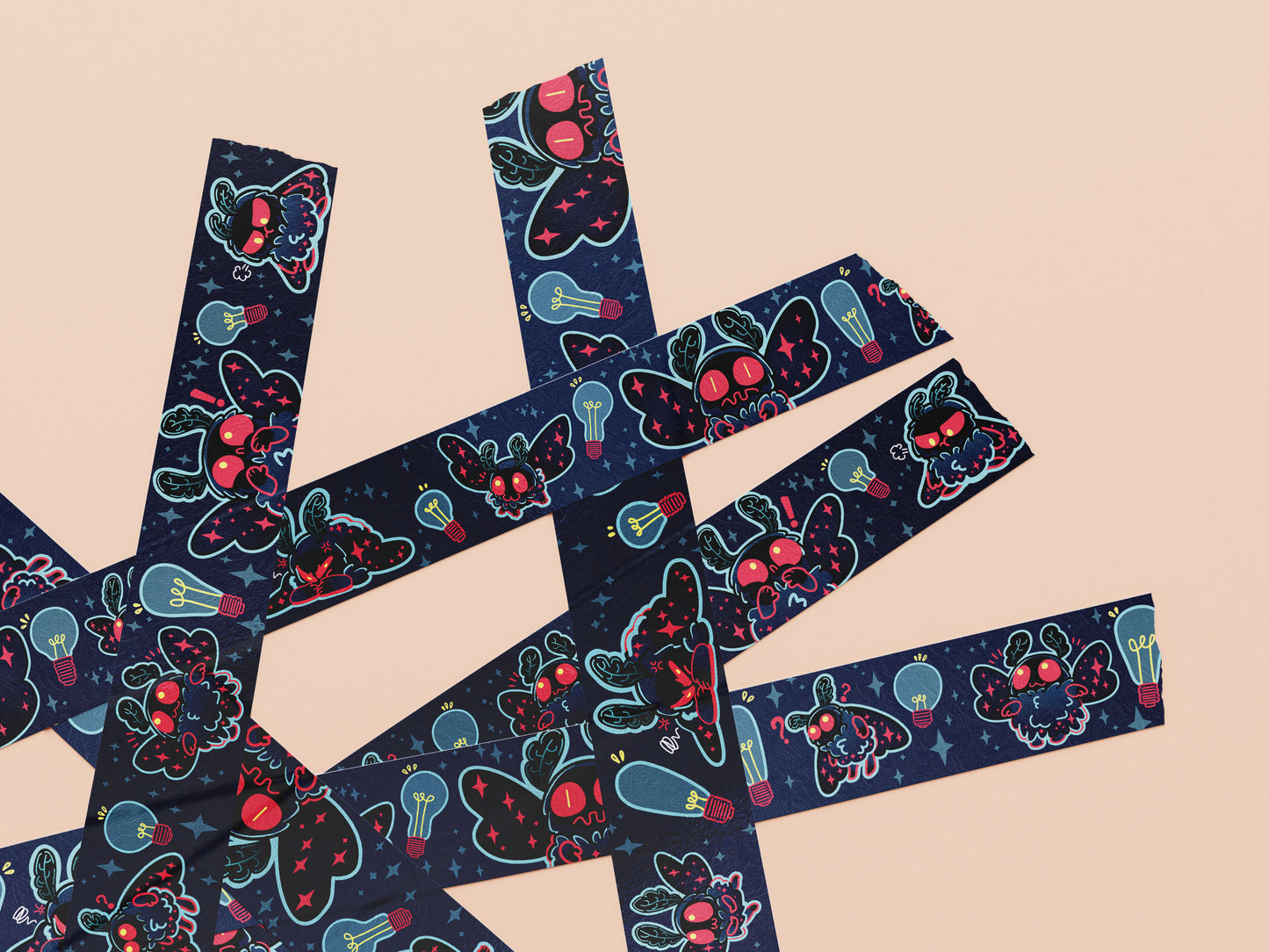 Cute dark blue cryptid Mothman pattern washi tape.