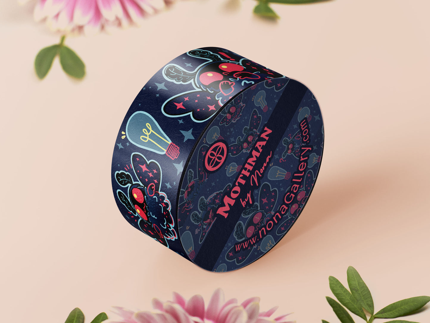 Cute dark blue cryptid Mothman pattern washi tape.