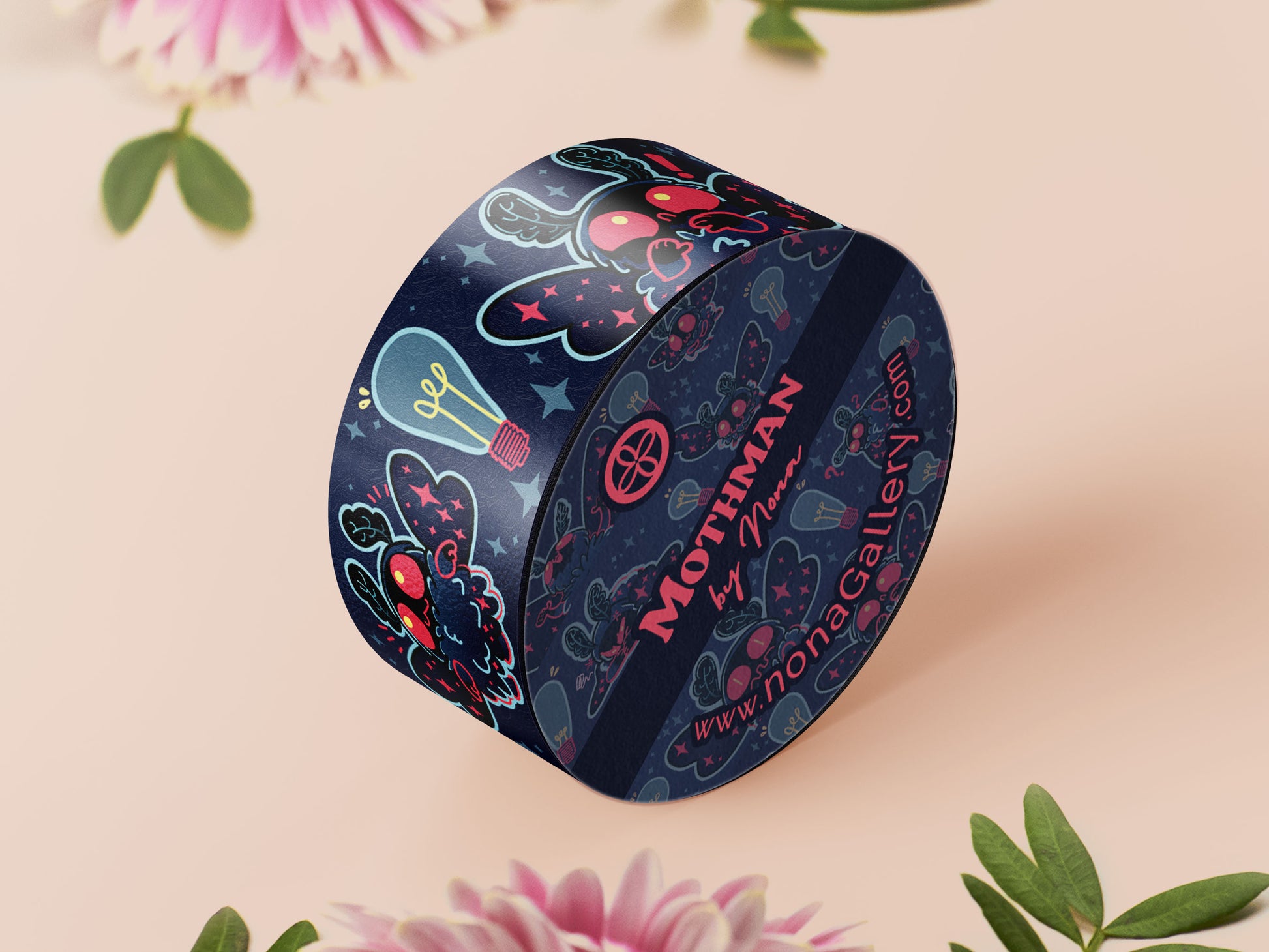 Cute dark blue cryptid Mothman pattern washi tape.