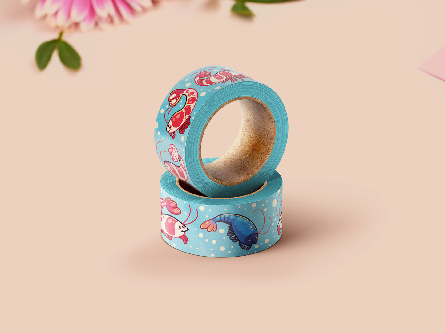 Cute blue shrimp pattern washi tape.