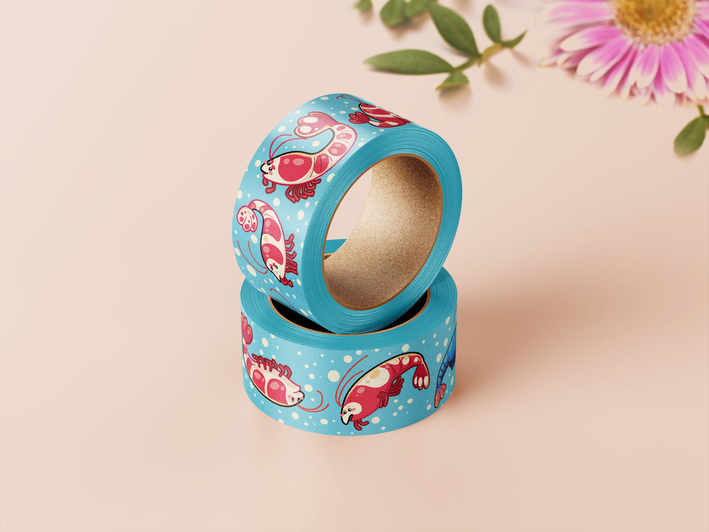 Cute blue shrimp pattern washi tape.