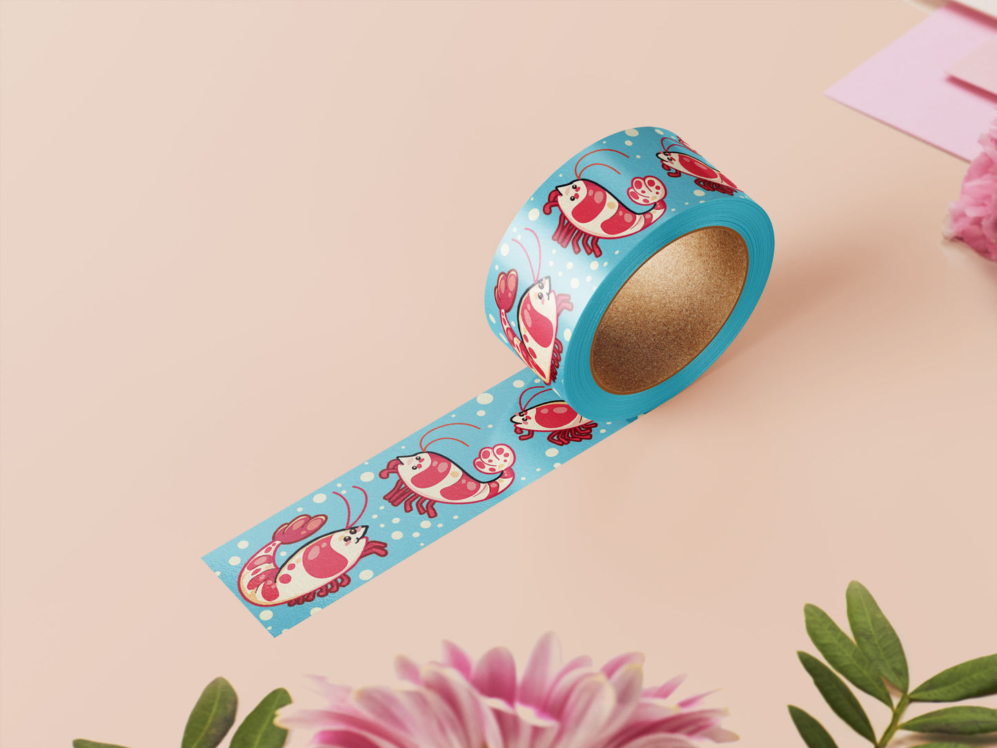 Cute blue shrimp pattern washi tape.