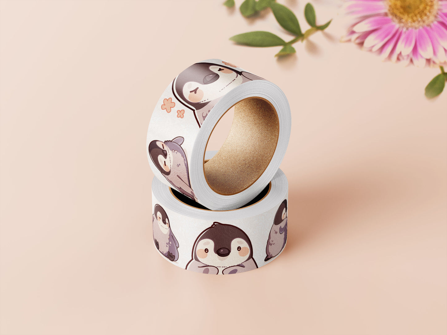Cute white baby emperor penguin chicks pattern washi tape.