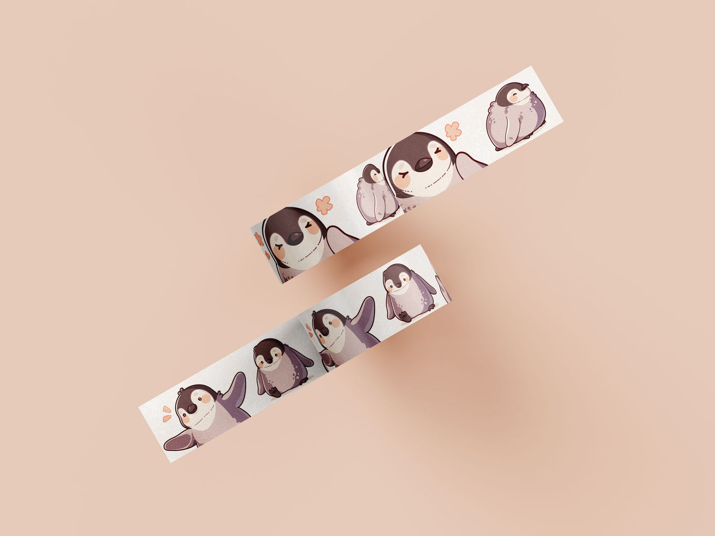 Cute white baby emperor penguin chicks pattern washi tape.