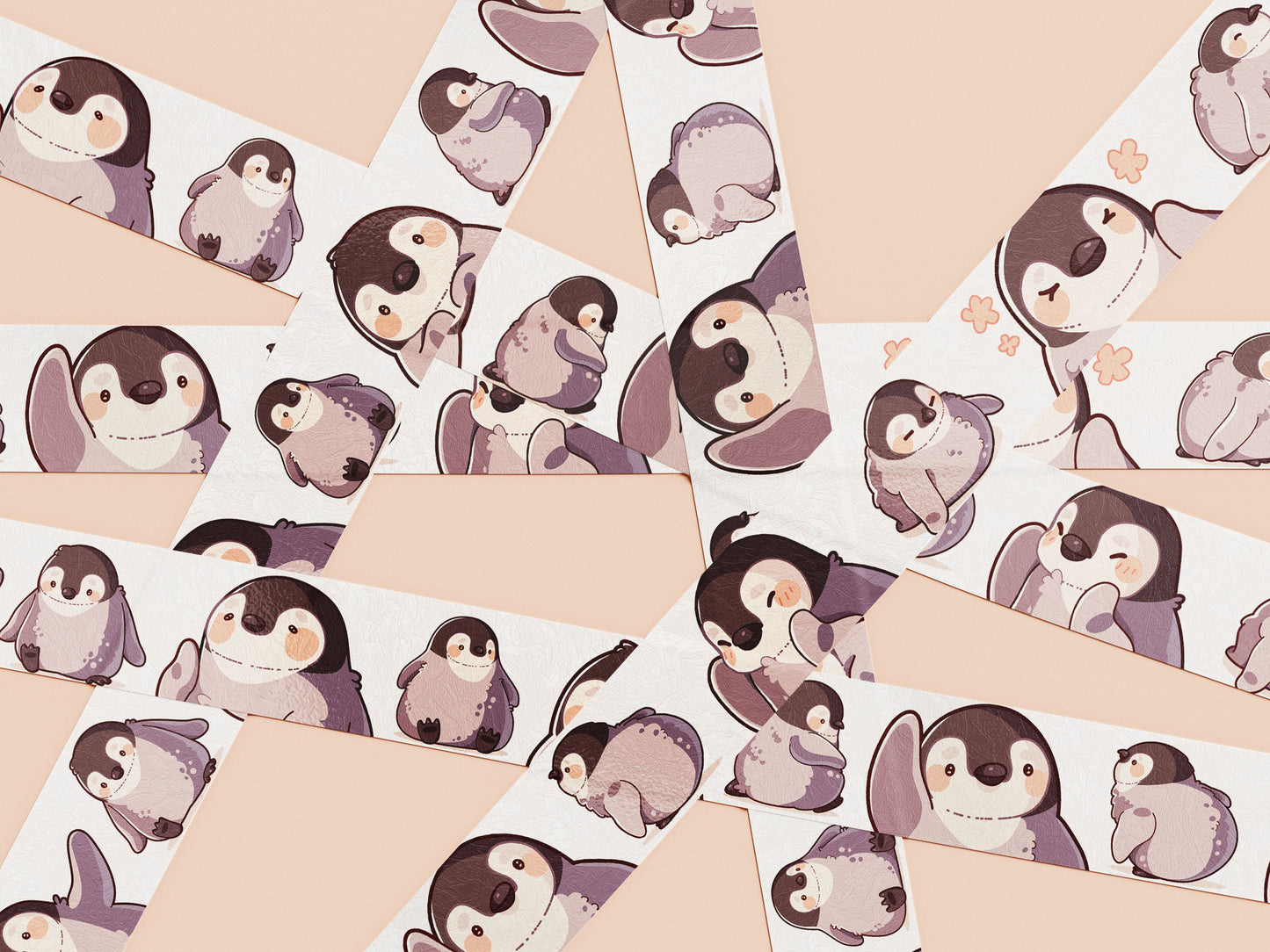 Cute white baby emperor penguin chicks pattern washi tape.