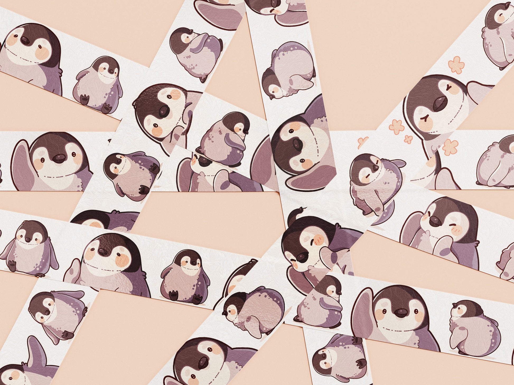 Cute white baby emperor penguin chicks pattern washi tape.