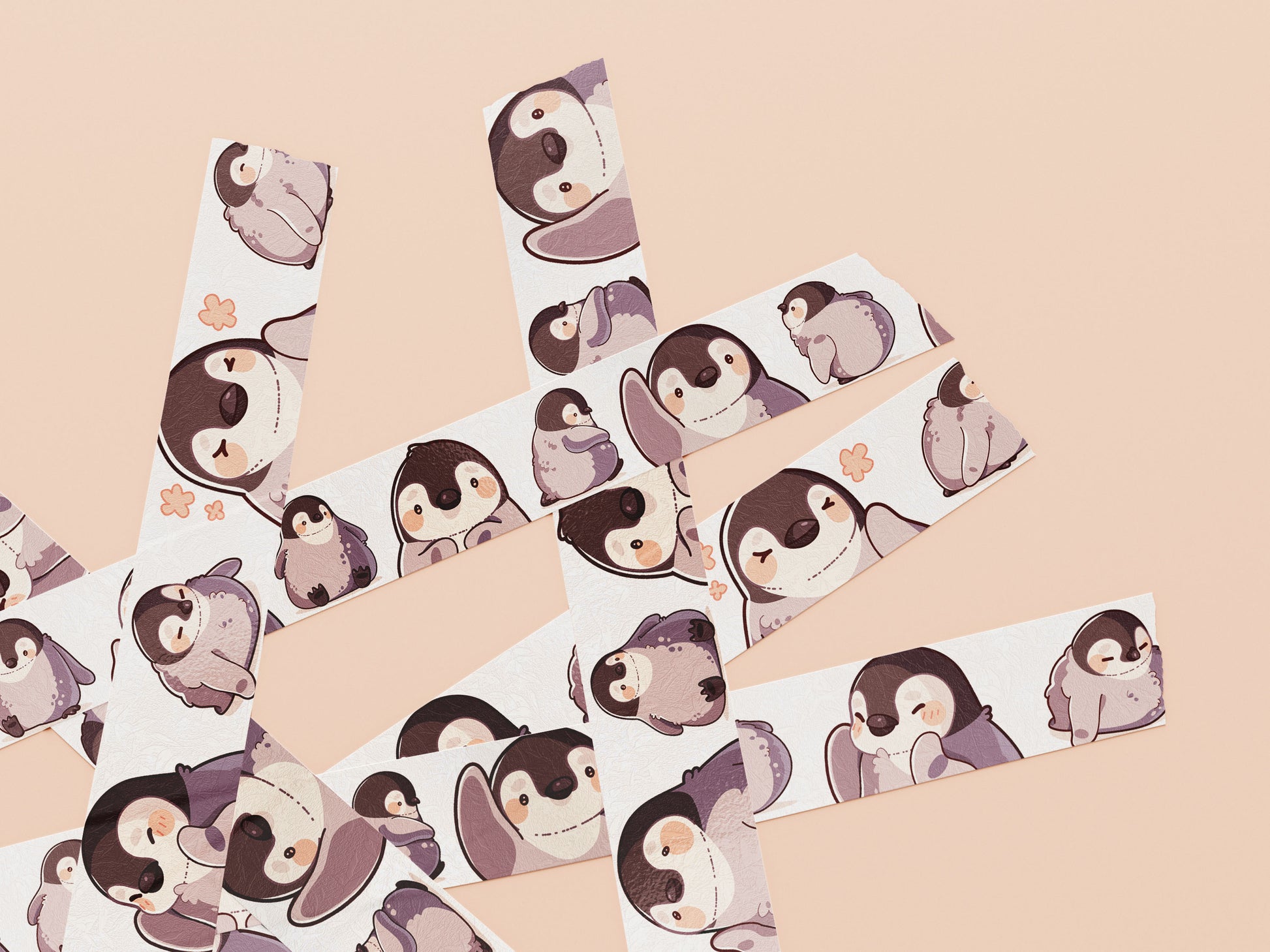 Cute white baby emperor penguin chicks pattern washi tape.