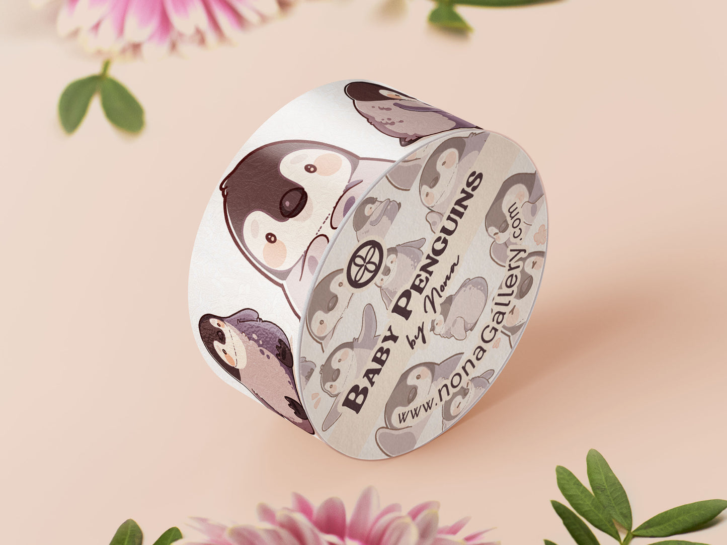 Cute white baby emperor penguin chicks pattern washi tape.