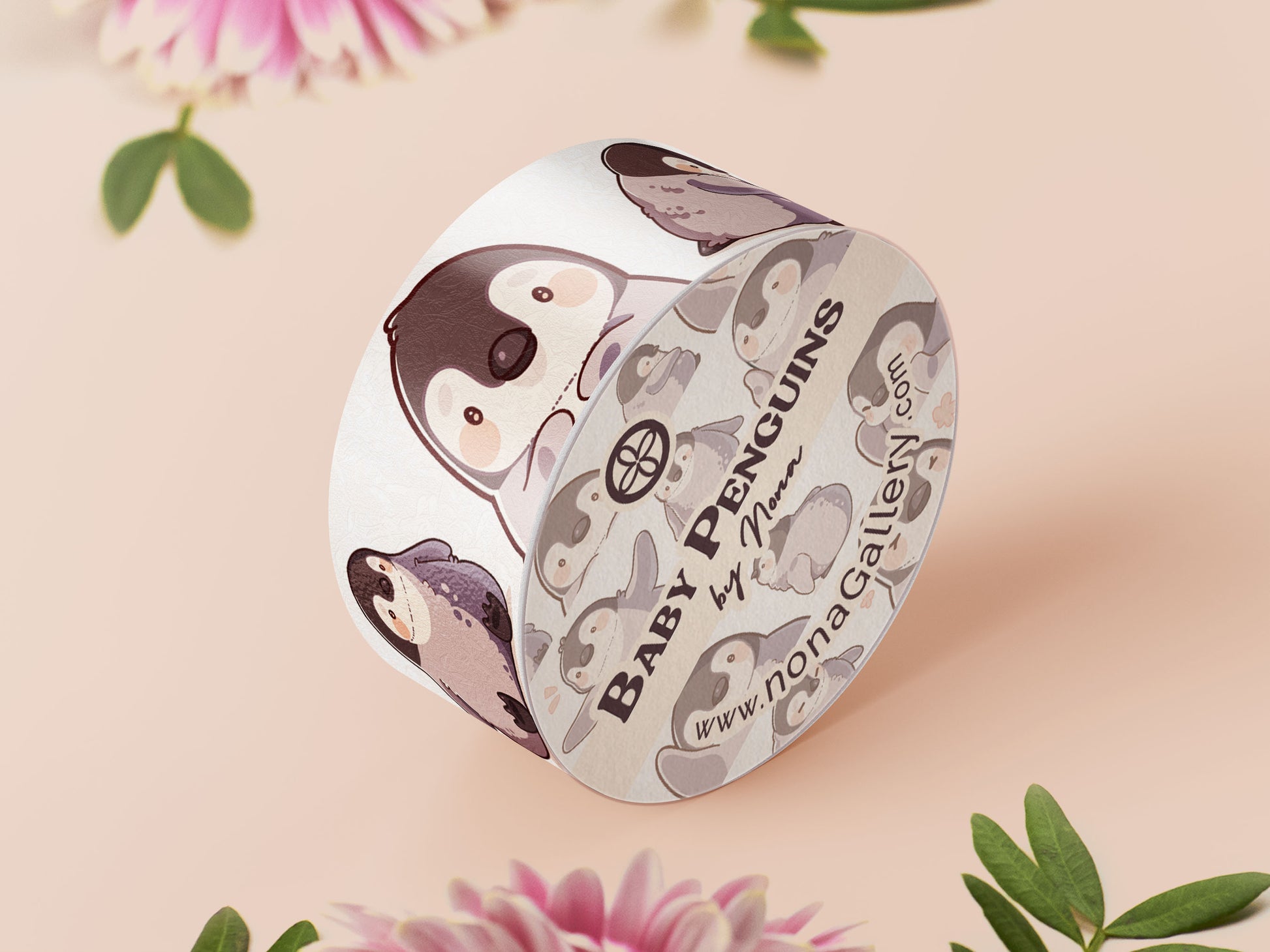 Cute white baby emperor penguin chicks pattern washi tape.
