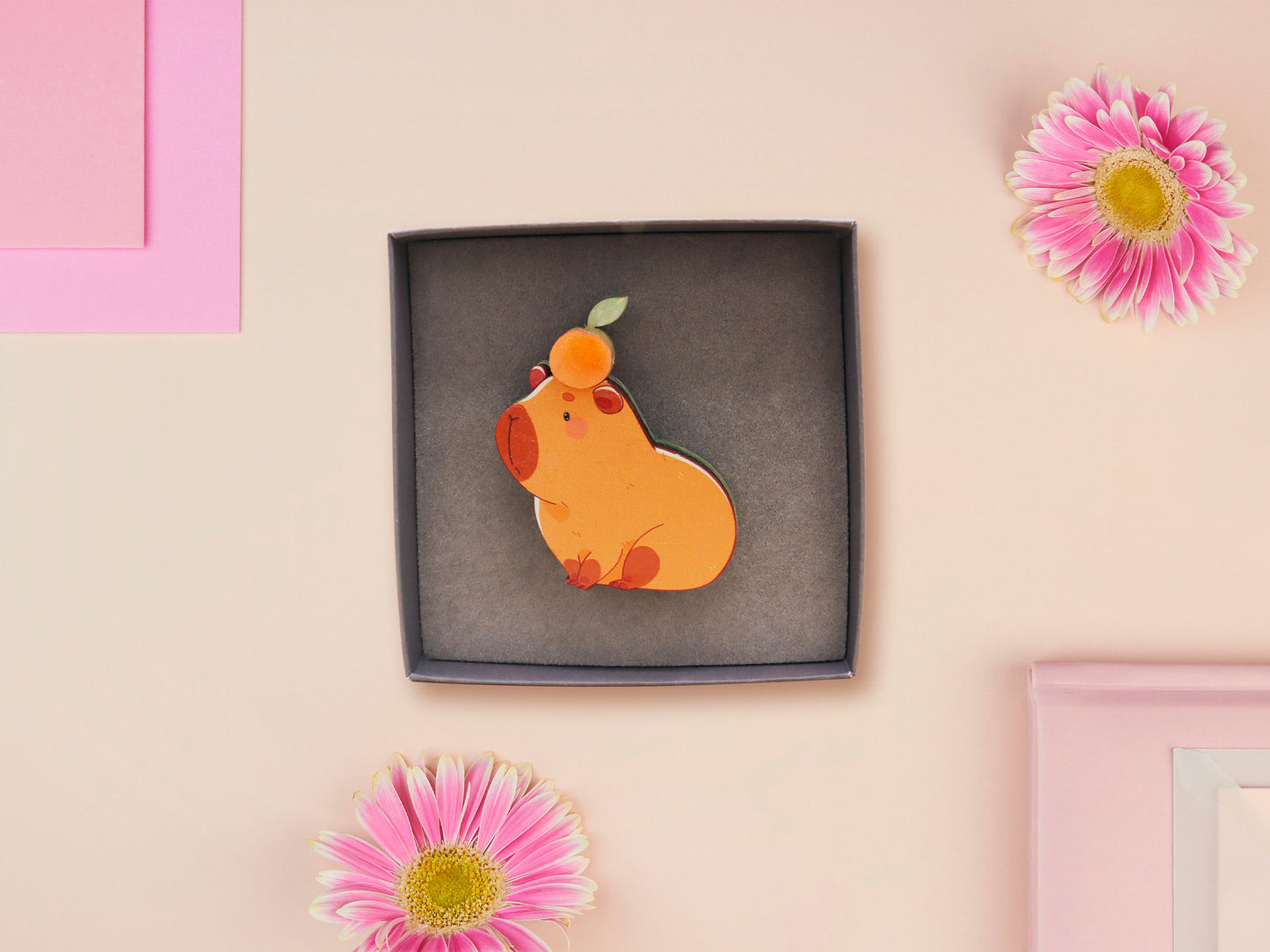 Capybara Necklace or Brooch