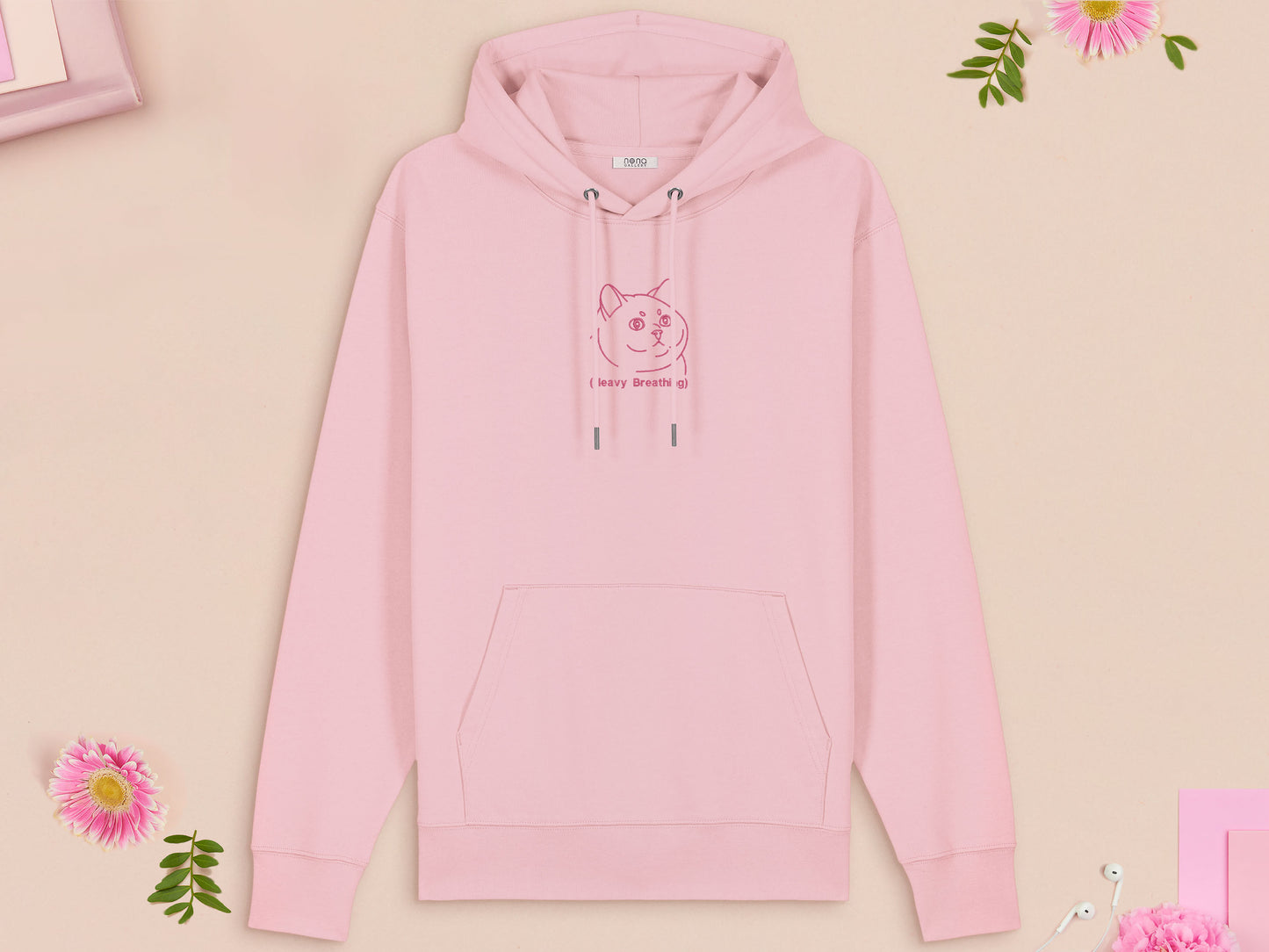 Heavy Breathing Cat Embroidered Top