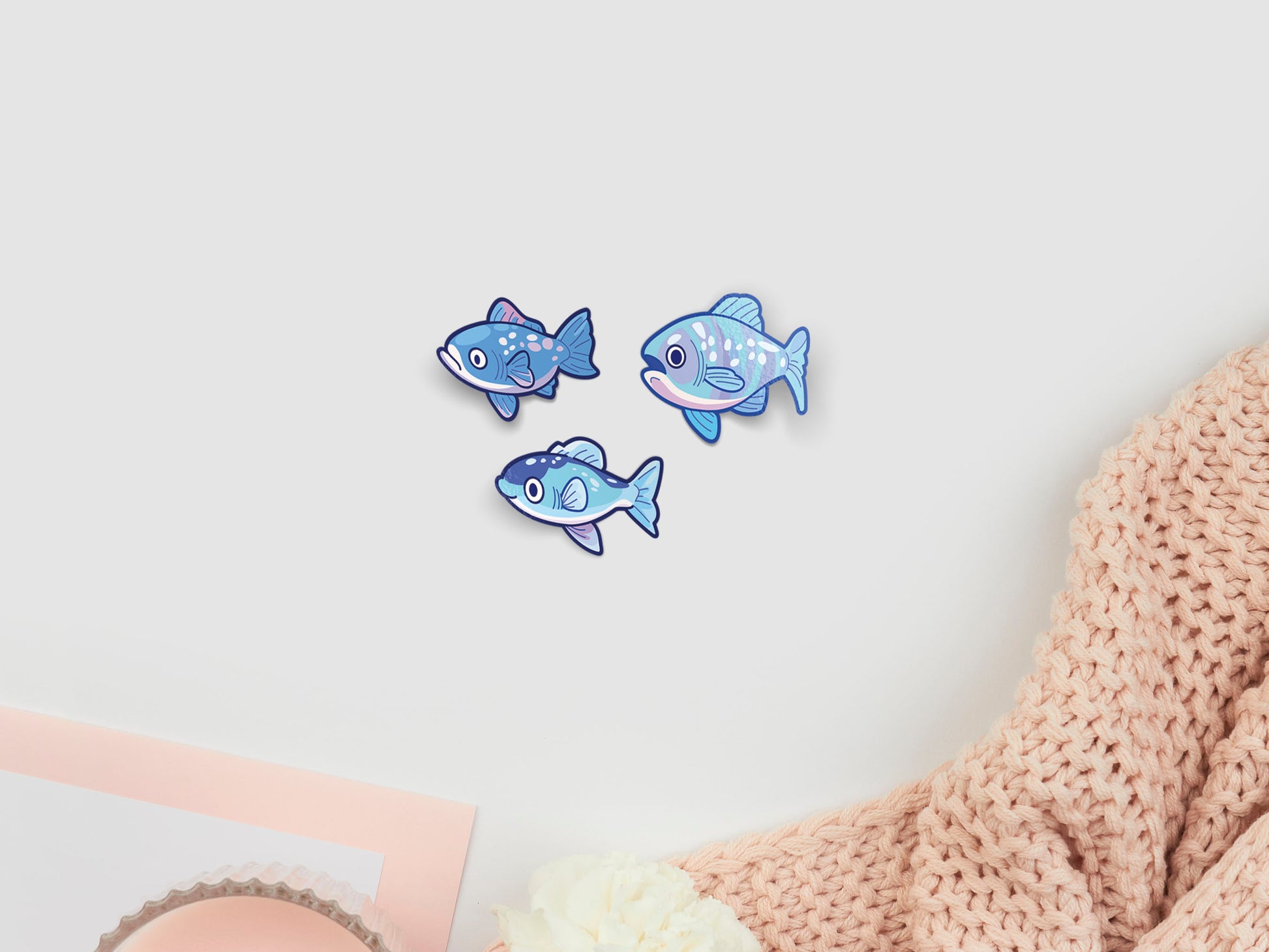 Multiple cute funny fish stickers and anime underwater ocean sea stickers