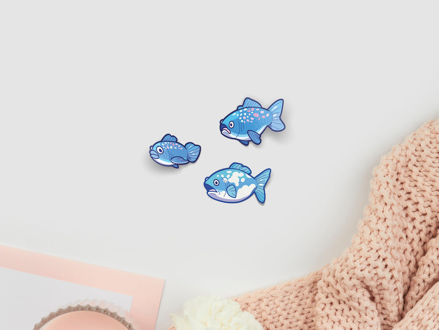 Multiple cute funny fish stickers and anime underwater ocean sea stickers