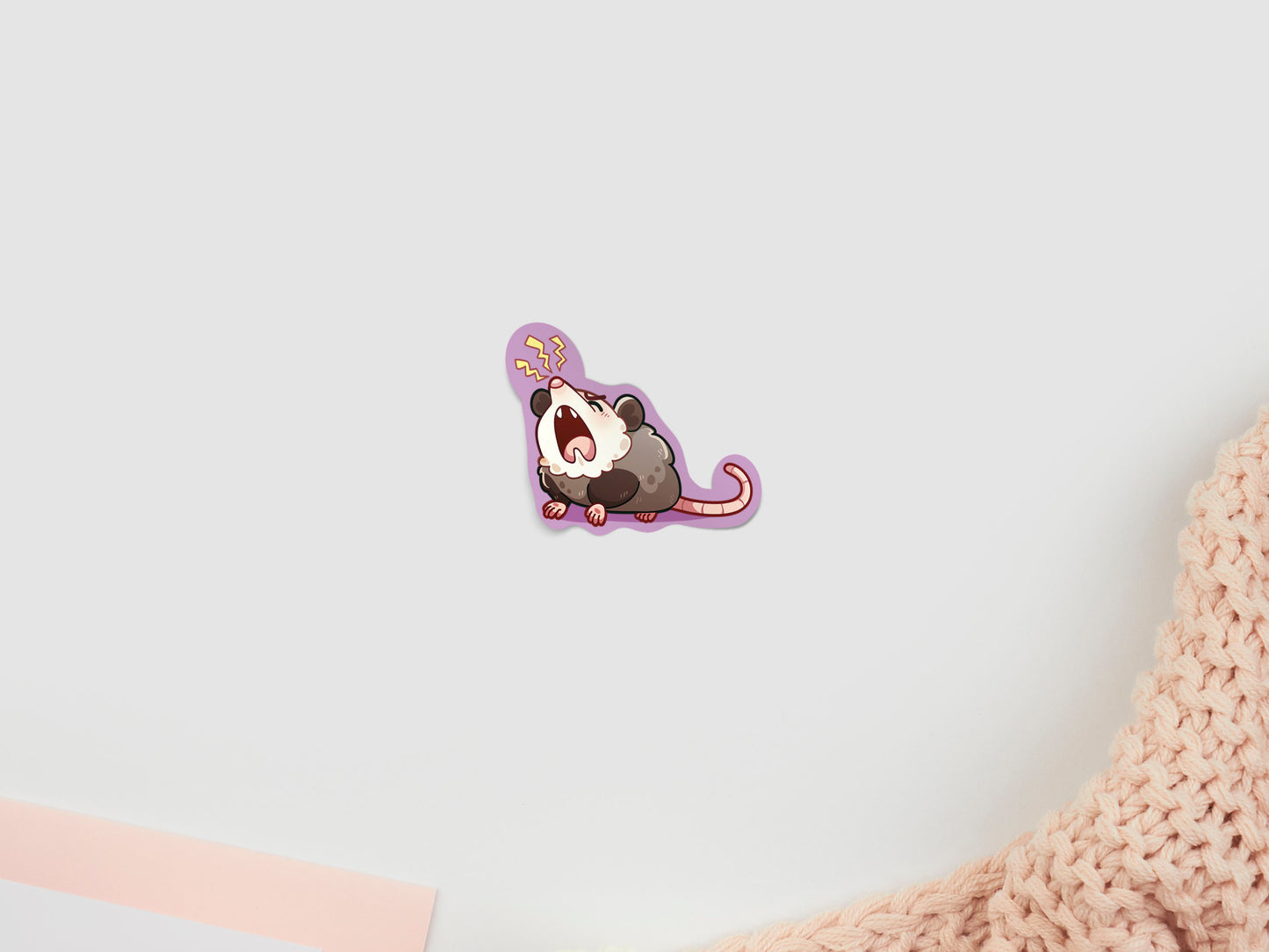 Cute gloss vinyl waterproof sticker of acute chibi possums with relatable expression