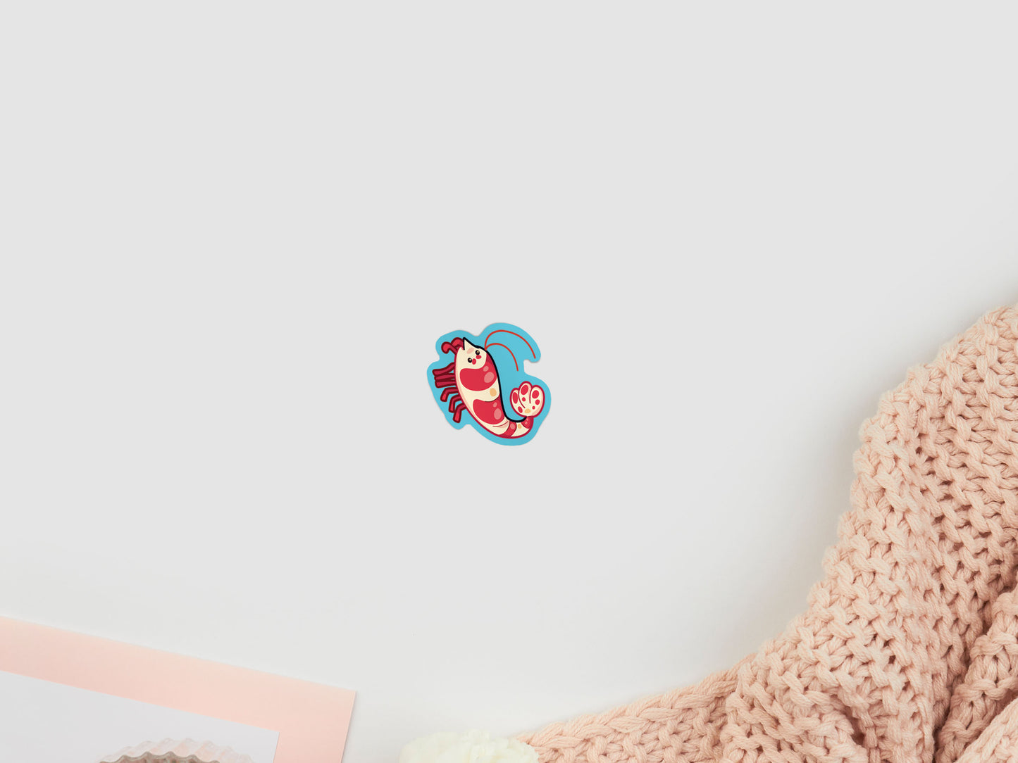 Gloss vinyl stickers of different types of cute chibi shrimp