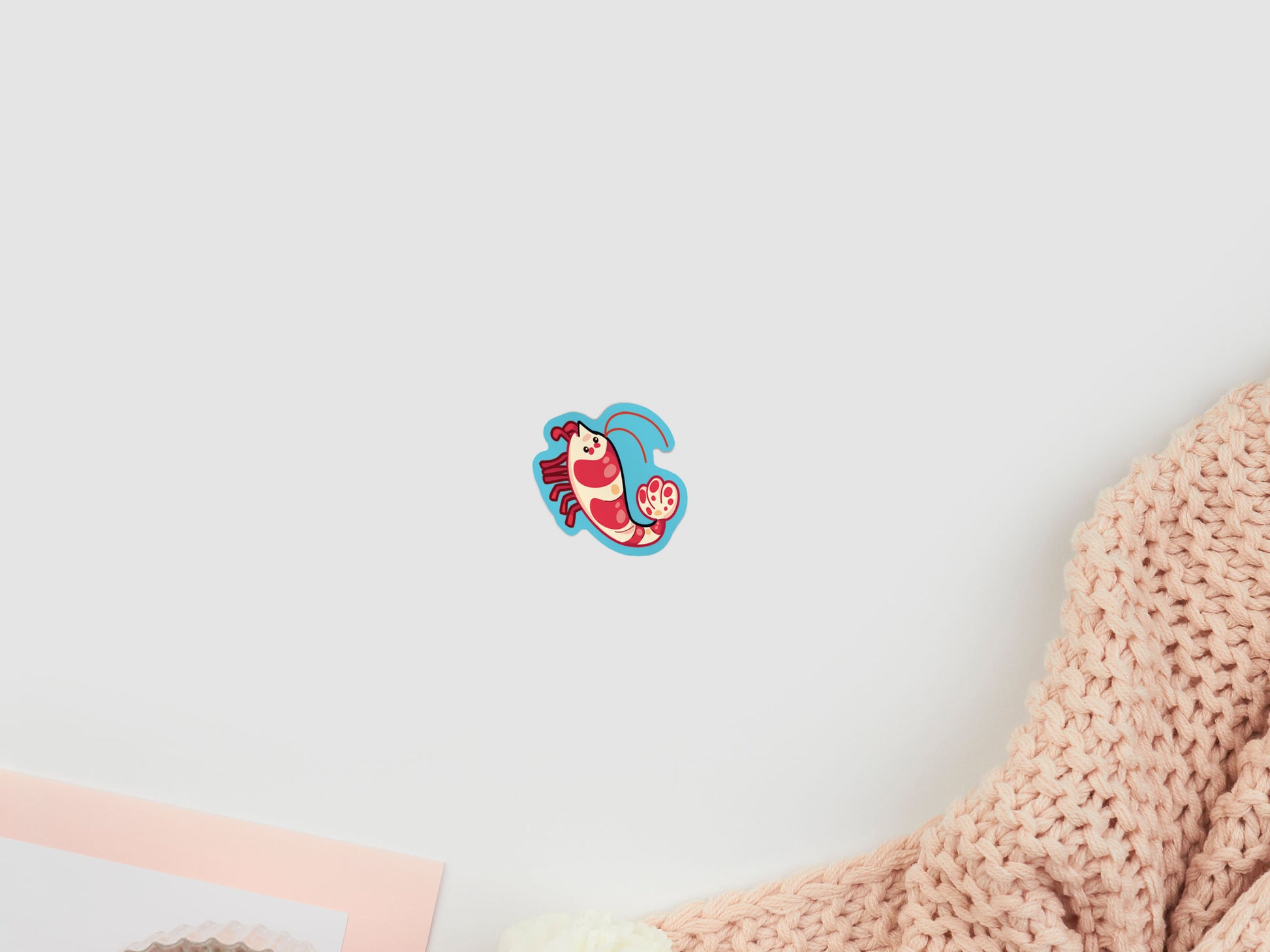 Gloss vinyl stickers of different types of cute chibi shrimp