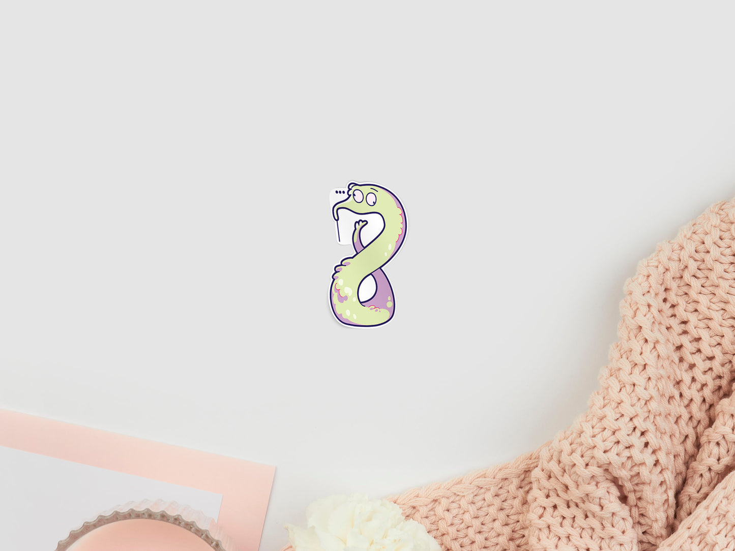 Gloss vinyl pastel stickers with multiple worm on a string toys with cute funny expressions