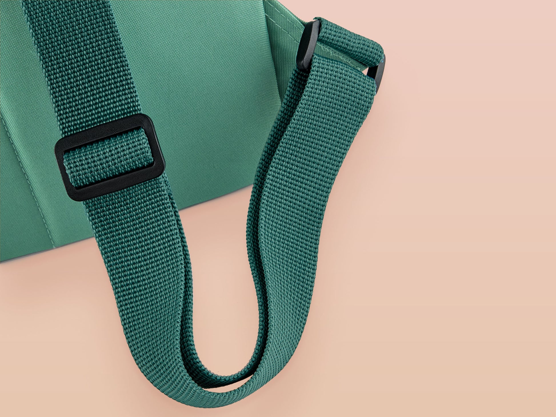 Green roll top twin handle backpack with an embroided design of cute space alien cat floating in the stars and the quote beam me up I want to leave!